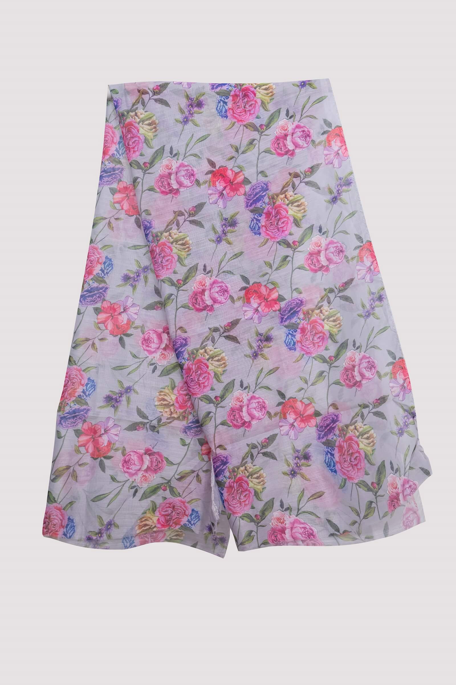 Monark Gray Multi Rose Printed Dupatta