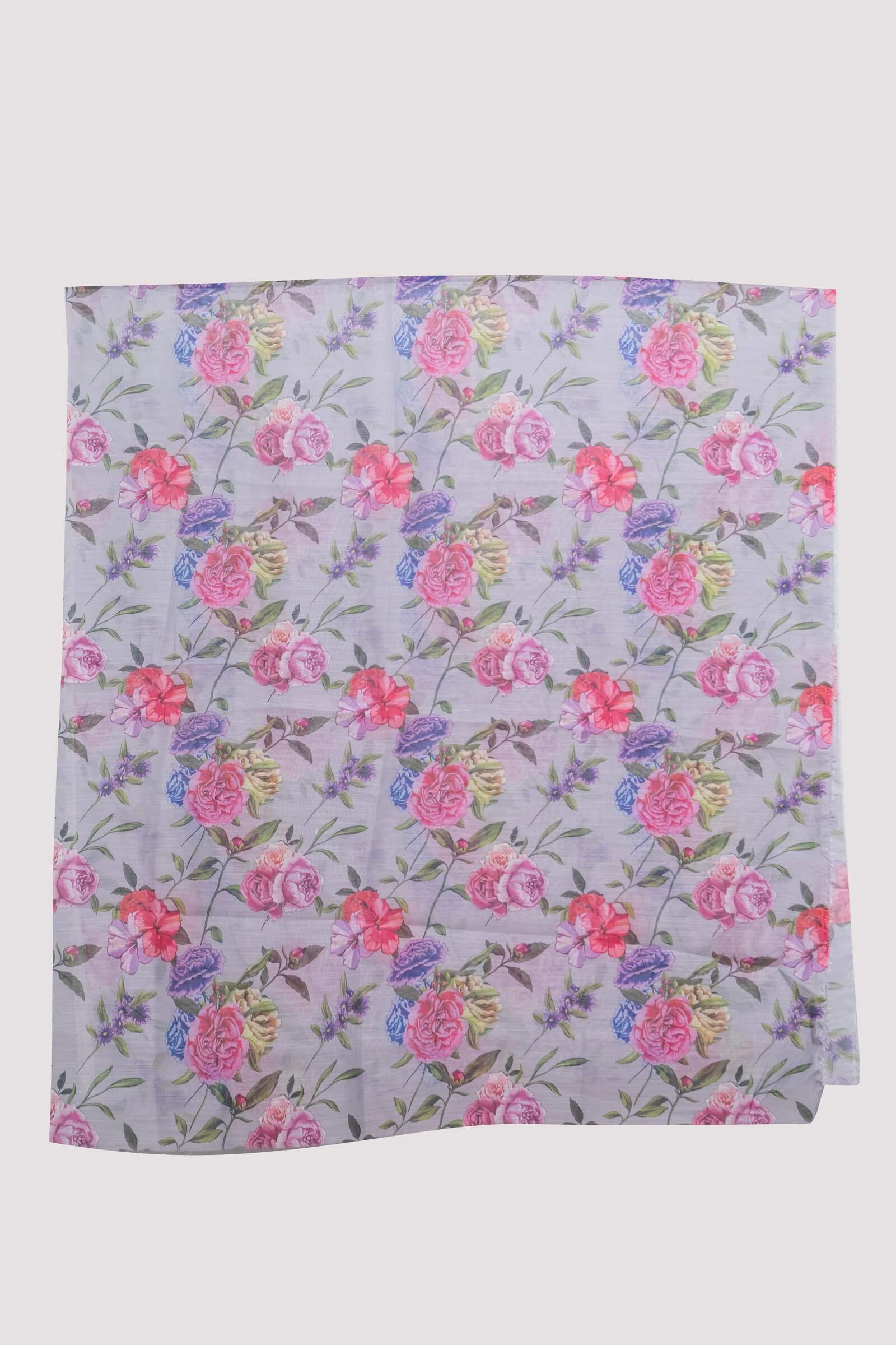 Monark Gray Multi Rose Printed Dupatta