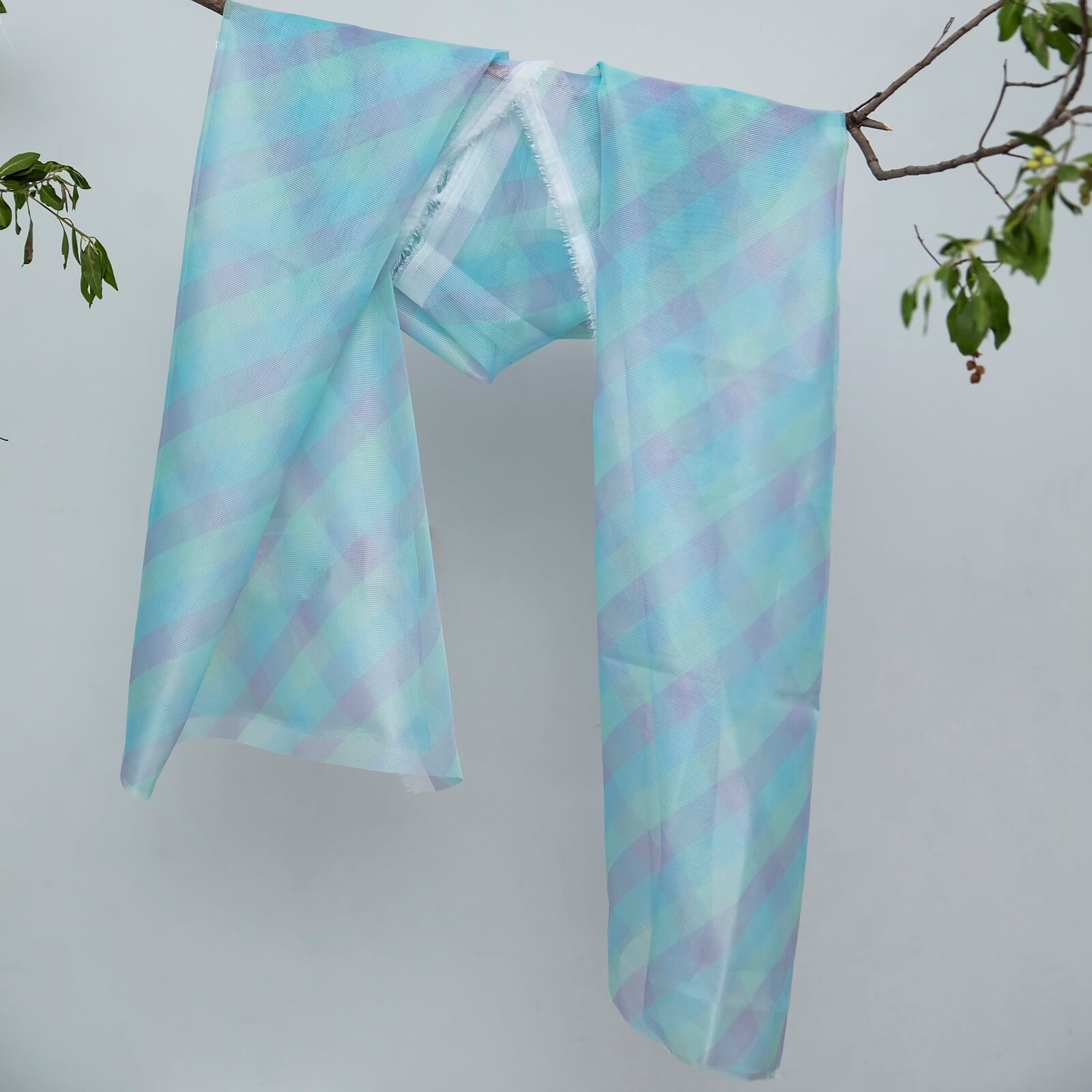 Cotton Net Organza Multi Striped Printed Dupatta