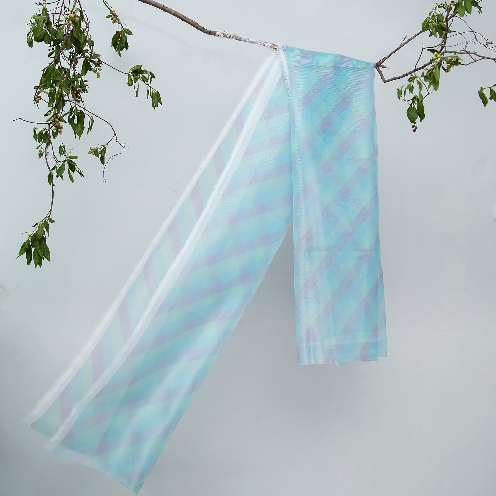 Cotton Net Organza Multi Striped Printed Dupatta