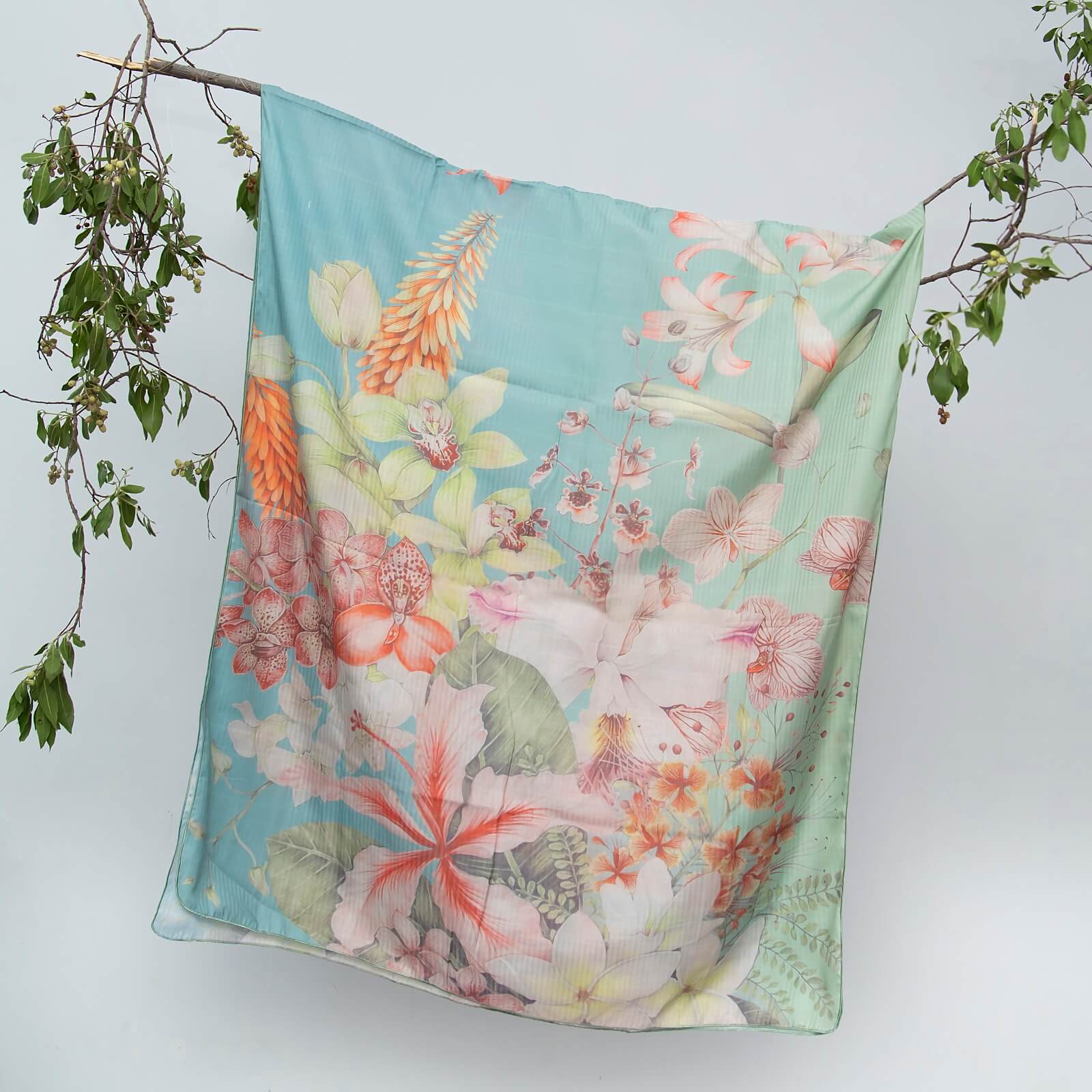 Poly Lawn Dual Shade Lilly Floral Printed Dupatta