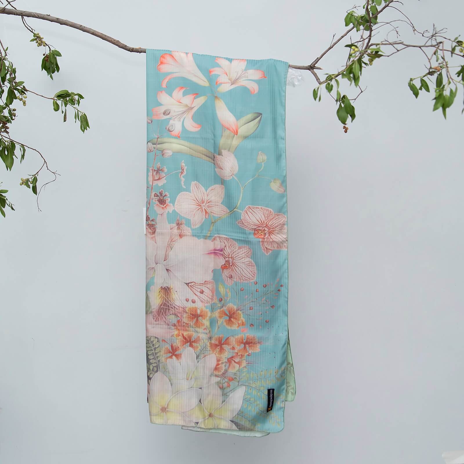 Poly Lawn Dual Shade Lilly Floral Printed Dupatta