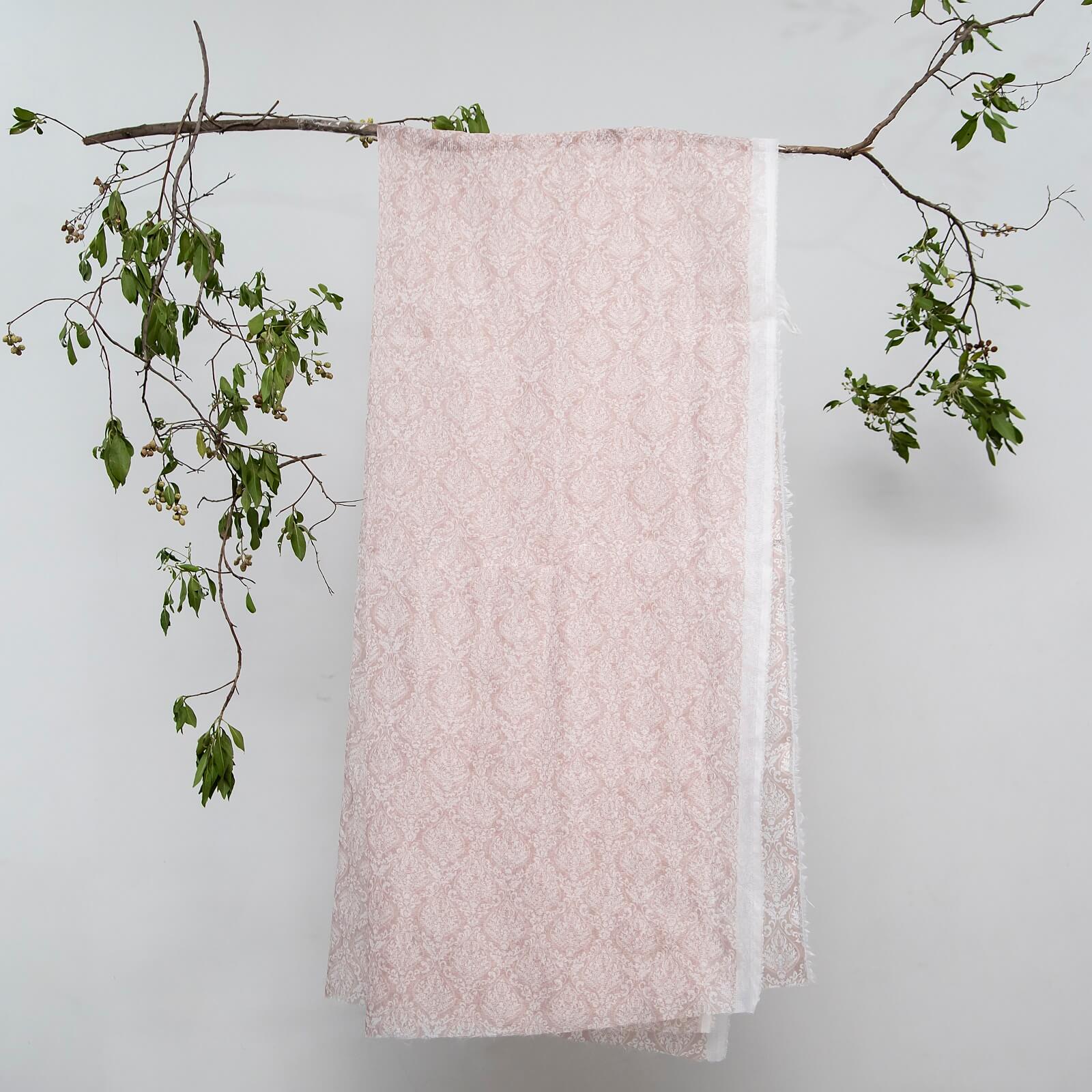 Cotton Net Organza Brown and White Damask Printed Dupatta