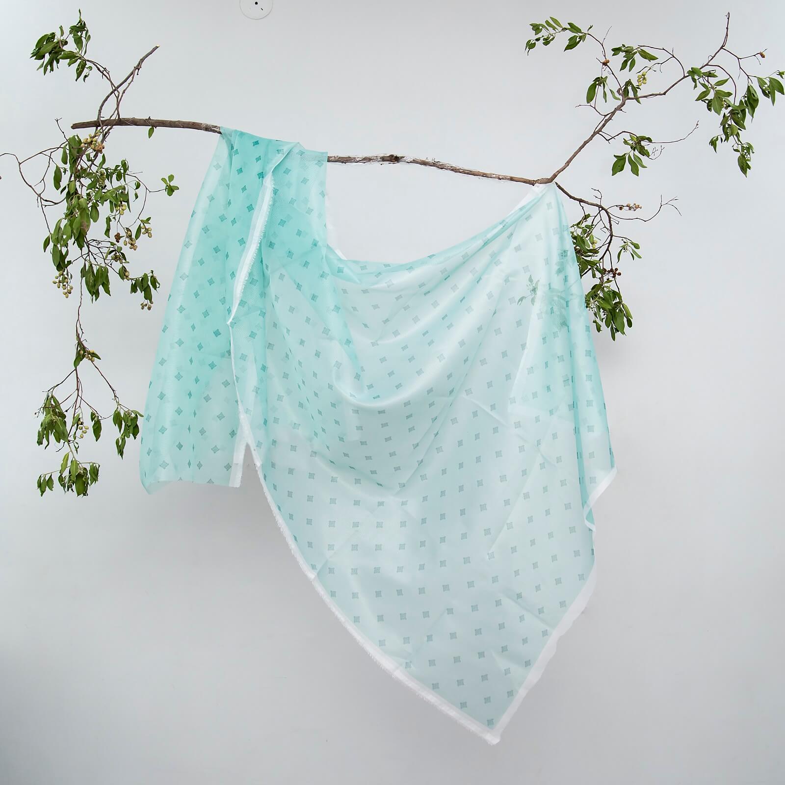 Cotton Net Organza Sea Green Diamond Printed Dupatta