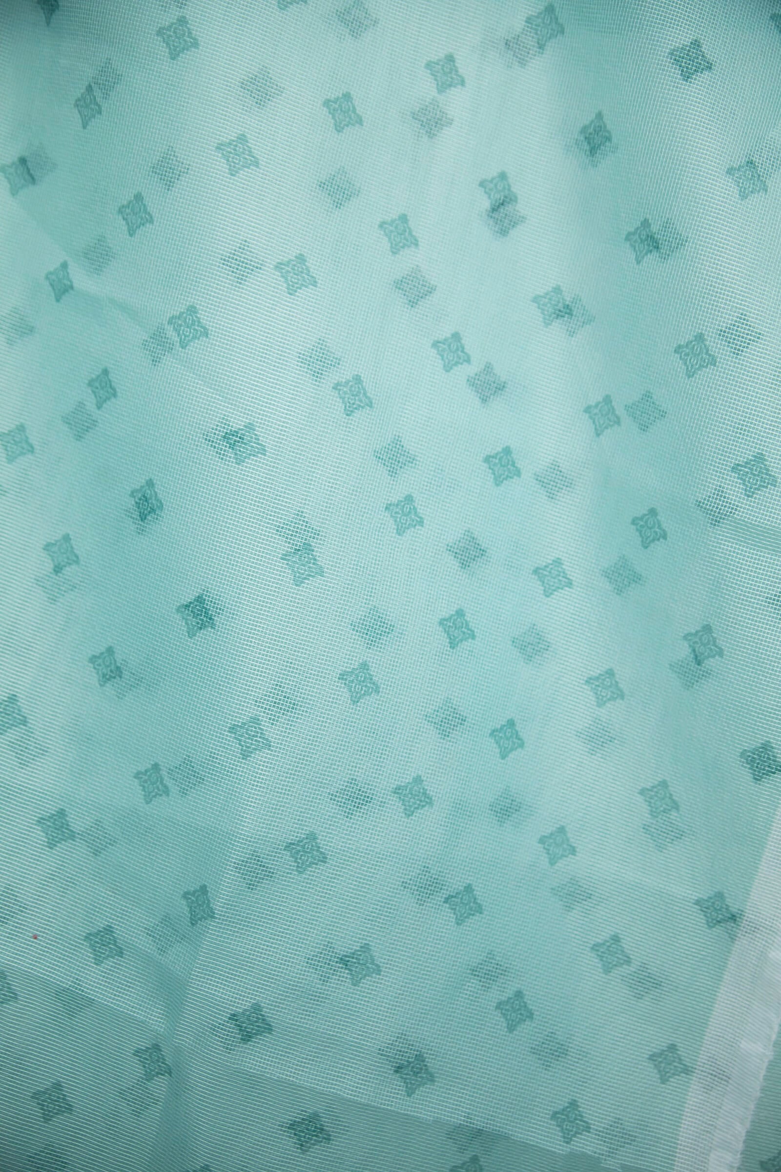 Cotton Net Organza Sea Green Diamond Printed Dupatta