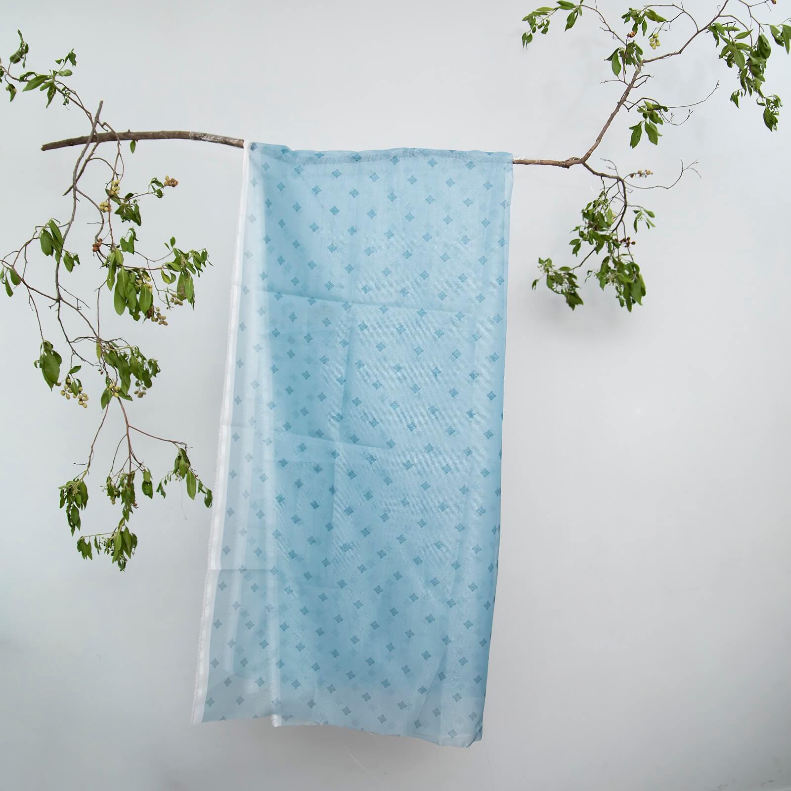 Cotton Net Organza Blue Diamond Printed Dupatta