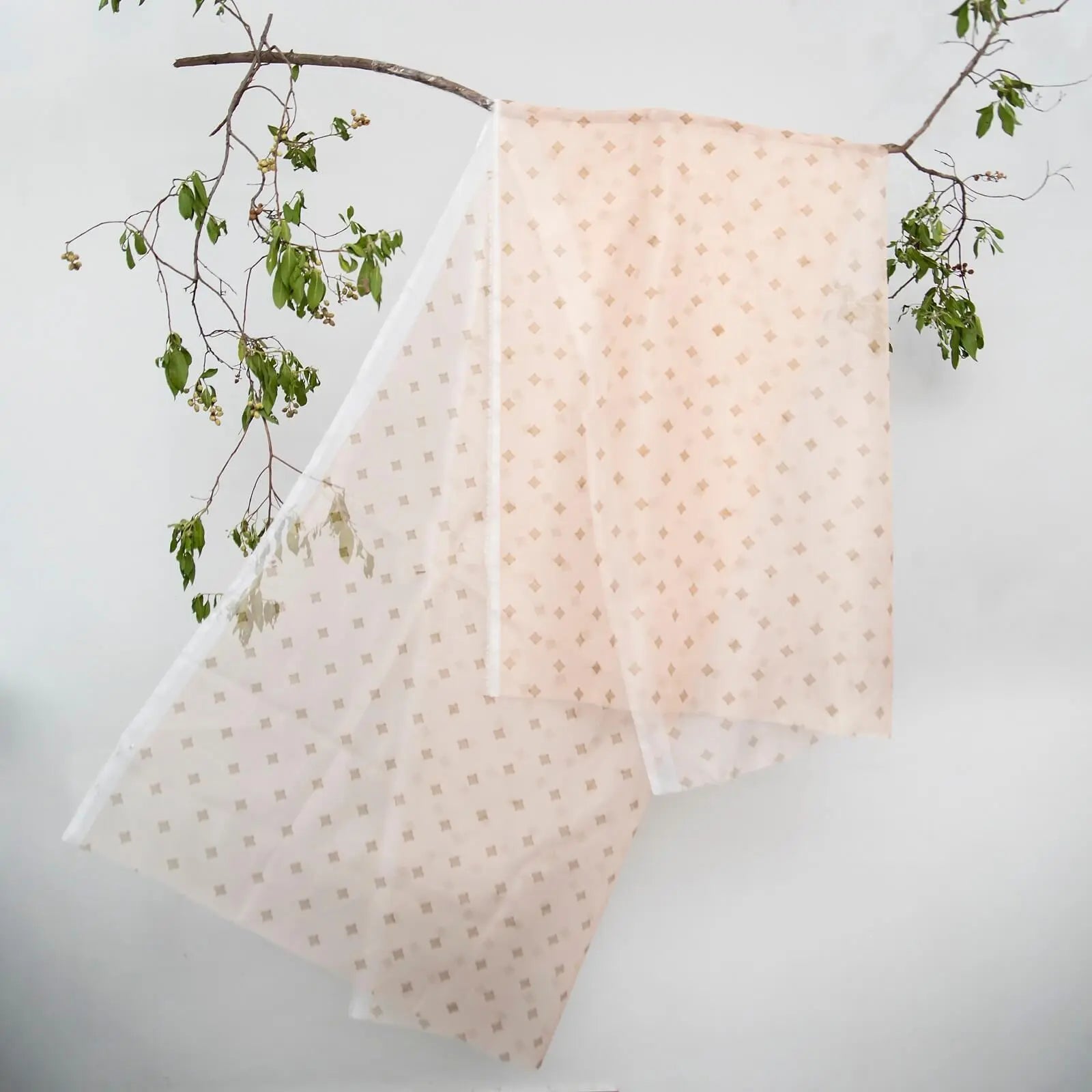 Cotton Net Organza Light Pink Diamond Printed Dupatta