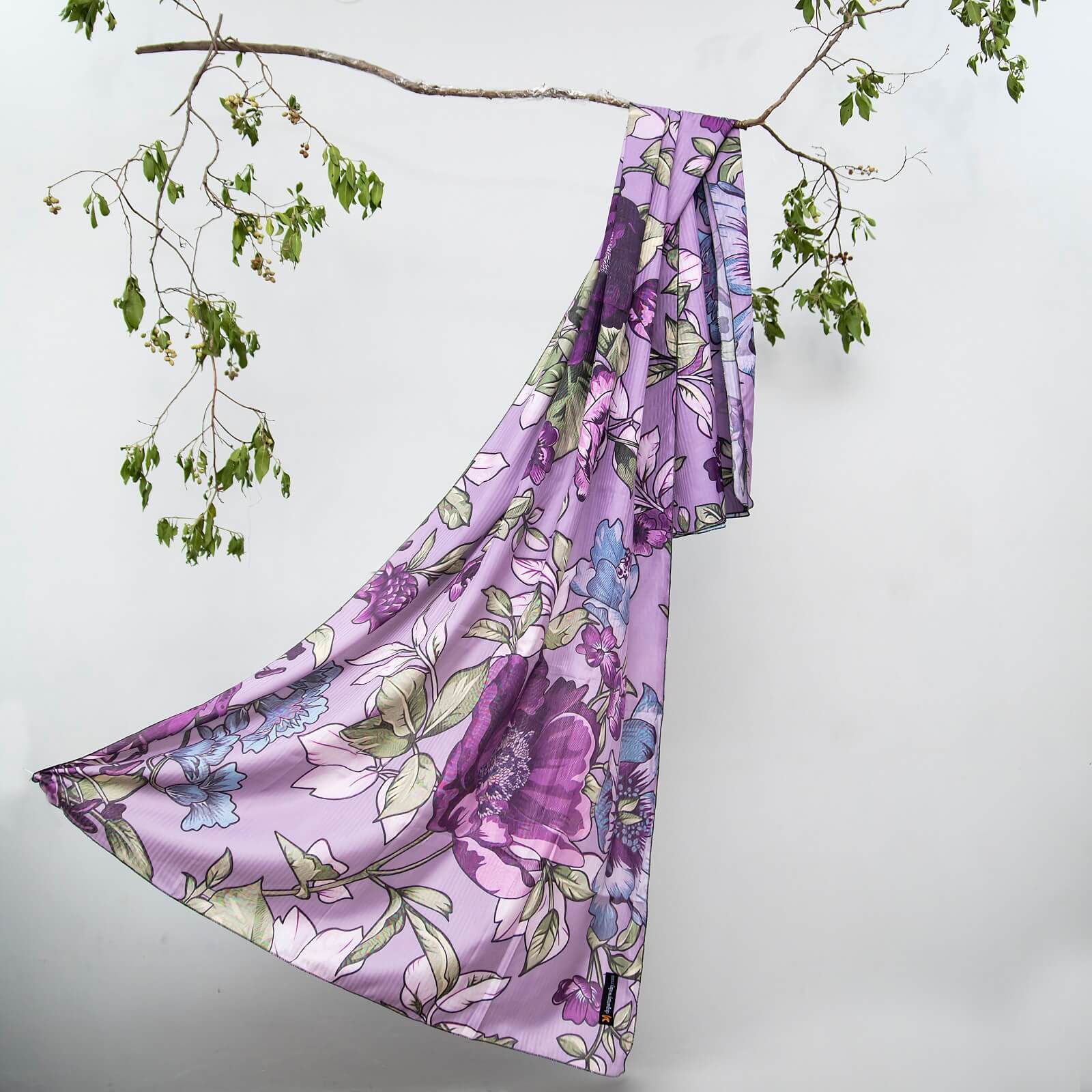 Poly Lawn Mauve Floral Printed Dupatta