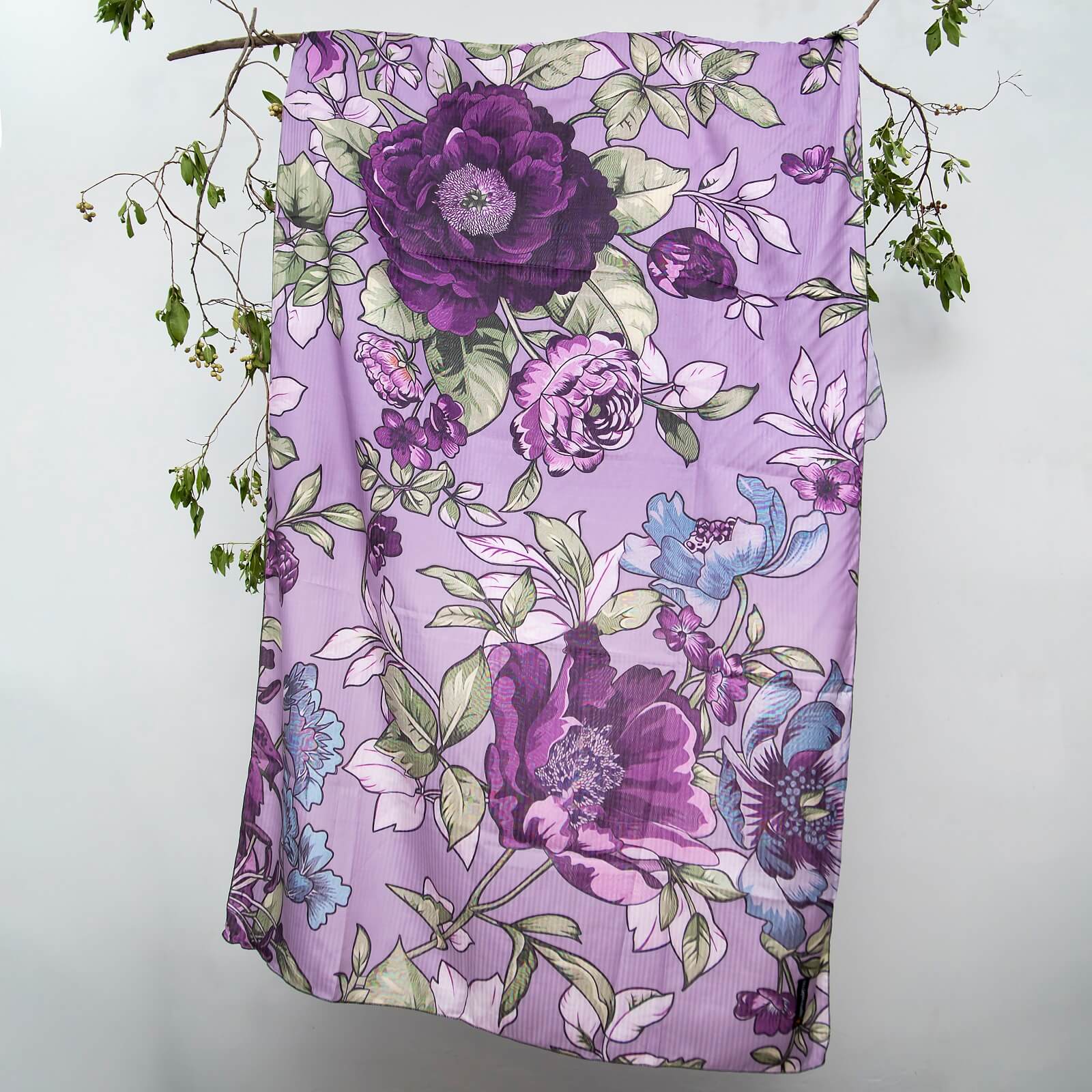 Poly Lawn Mauve Floral Printed Dupatta