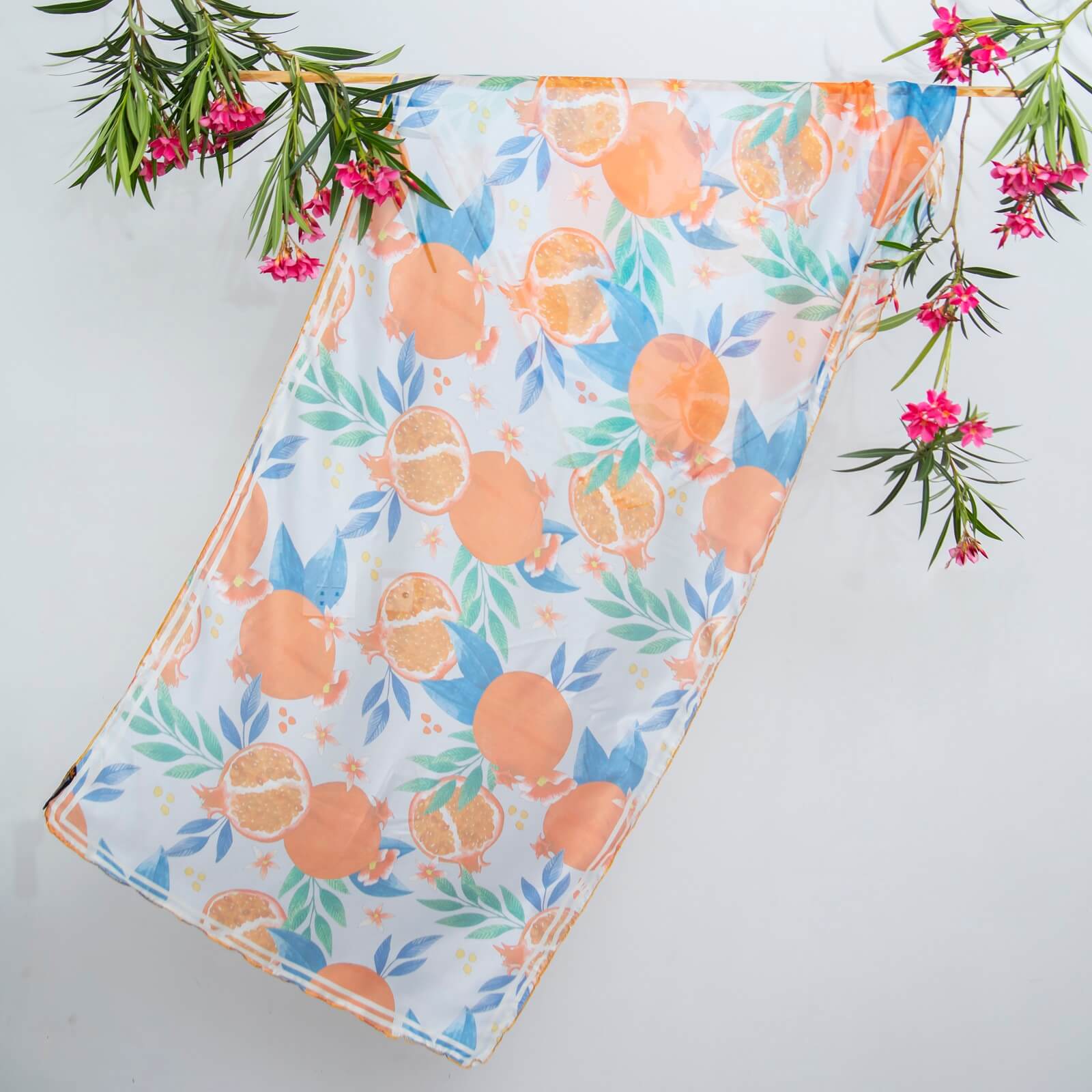 Silk Goose Gray Pomegranate Printed Scarf