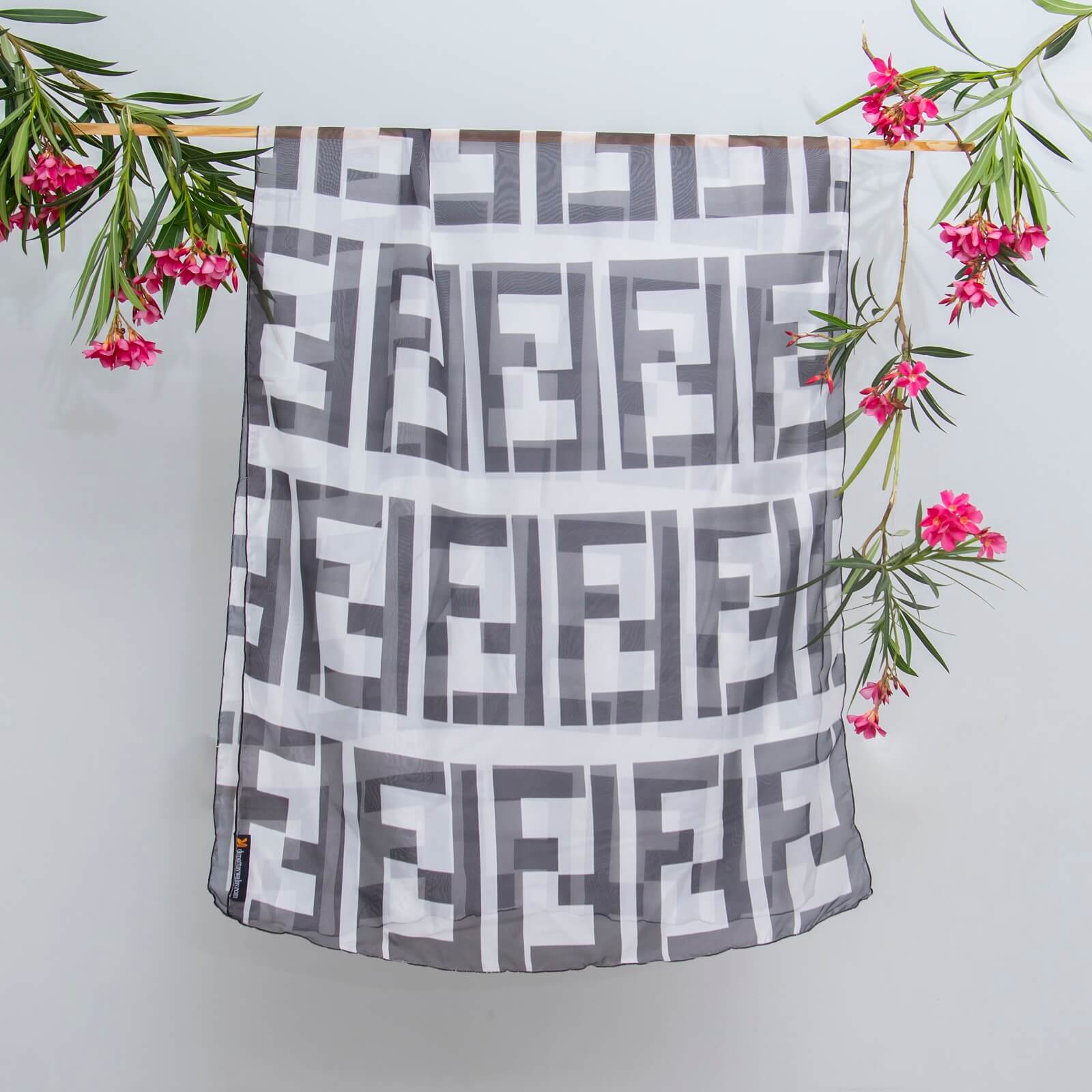 Silk Fendi Typography Printed Scarf