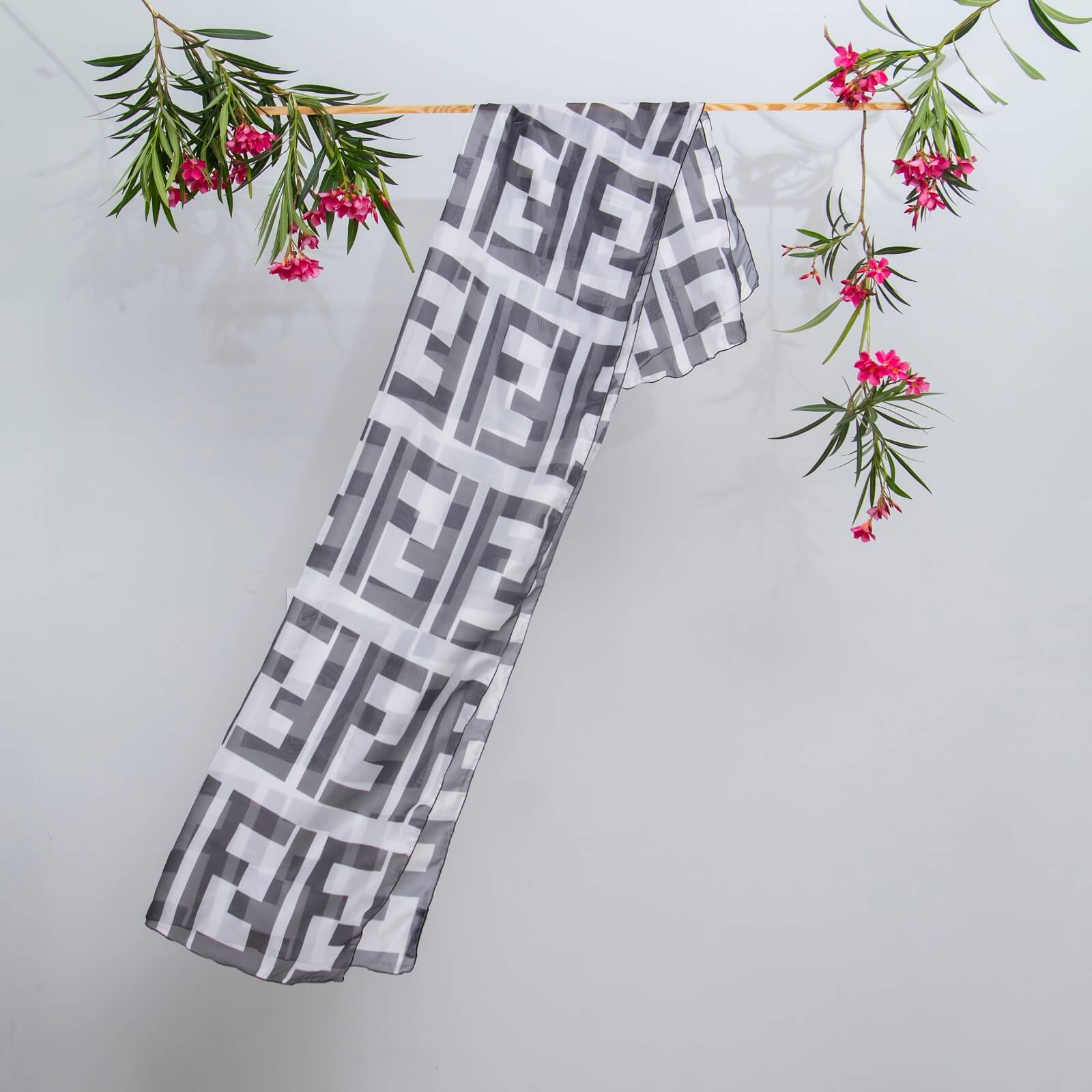 Silk Fendi Typography Printed Scarf