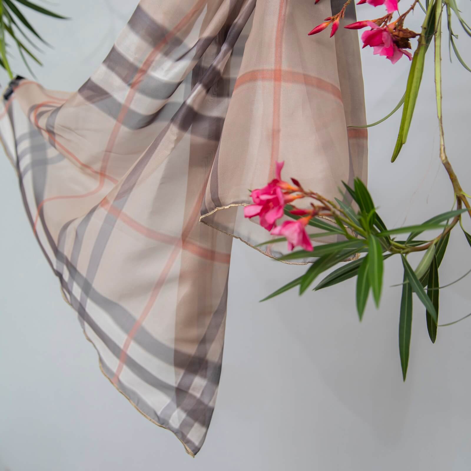 Silk Abstract Striped Printed Scarf