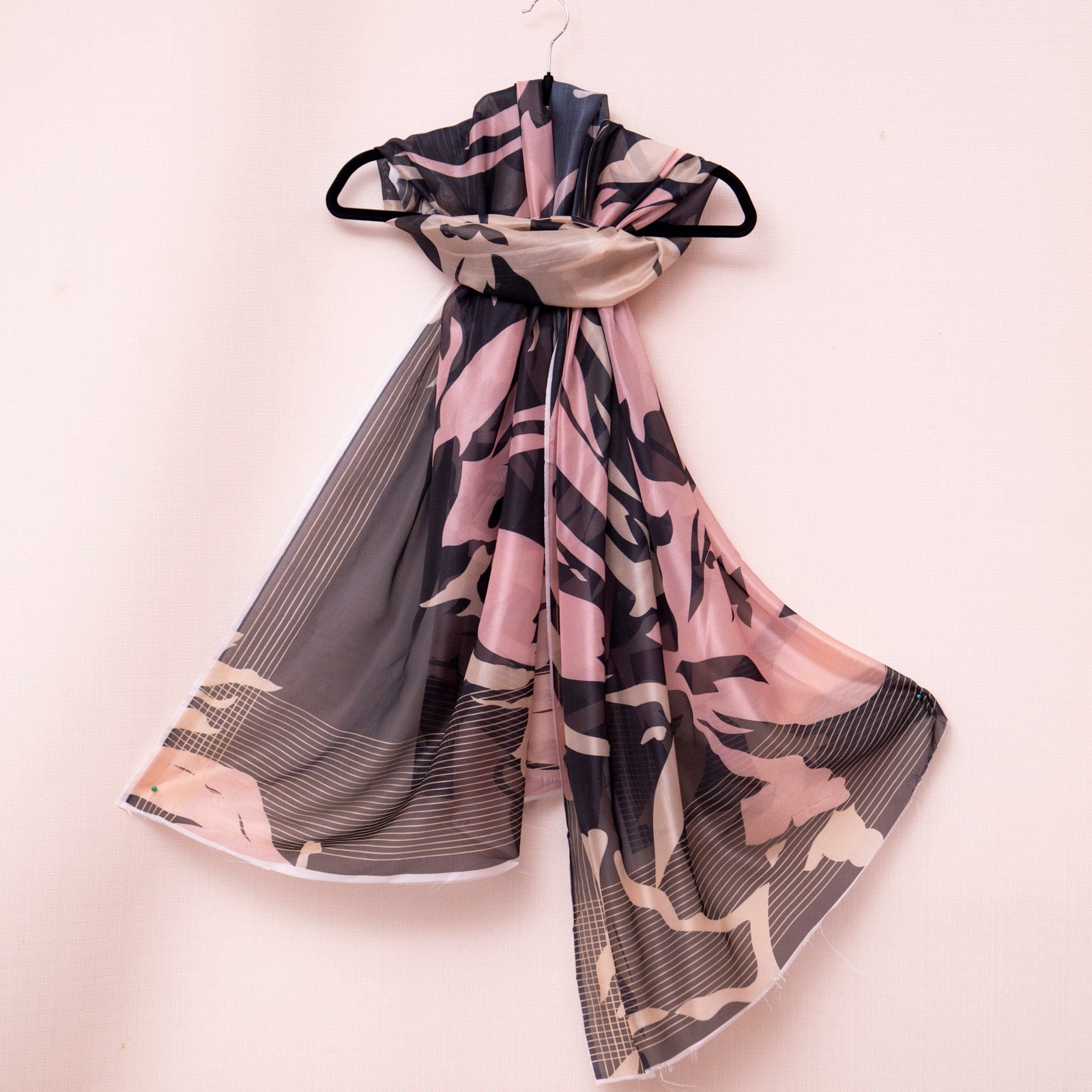 Medium Silk Black Abstract Printed Dupatta