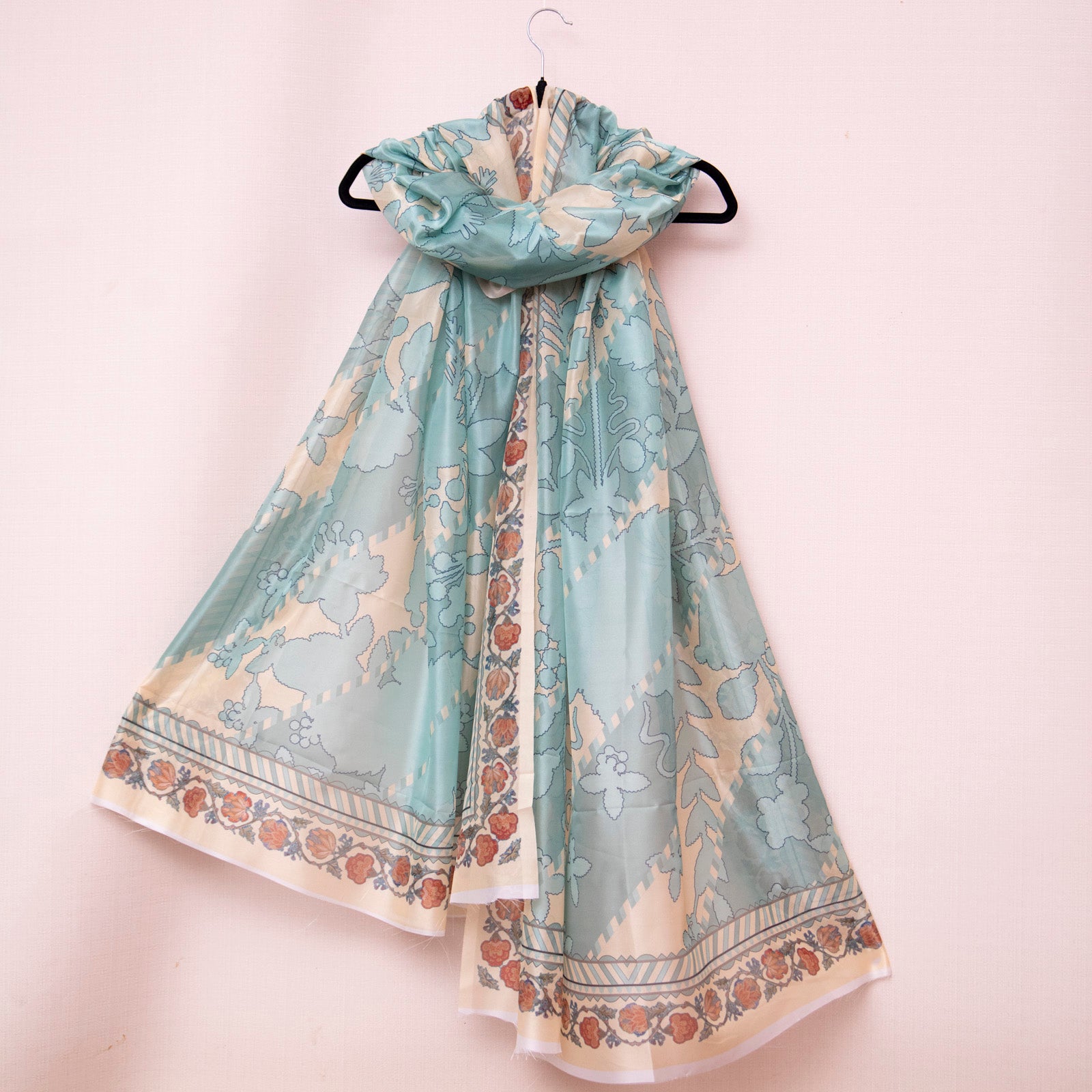 Medium Silk Ocean Green Abstract Printed Dupatta