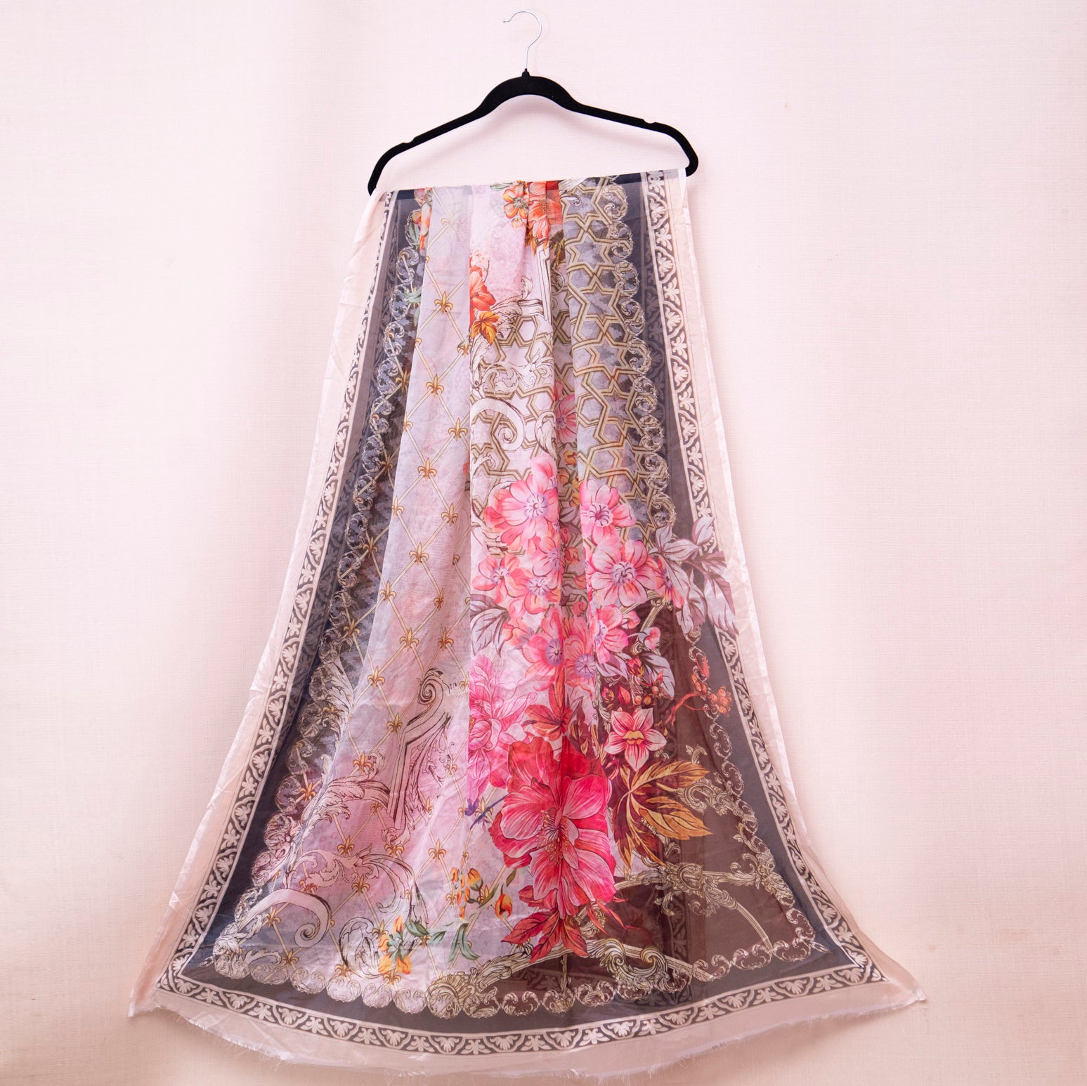 Silk Brown Florel Printed Dupatta