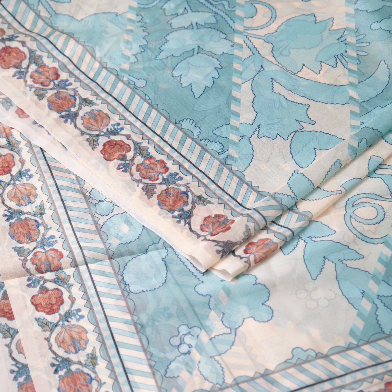 Medium Silk Ocean Green Abstract Printed Dupatta