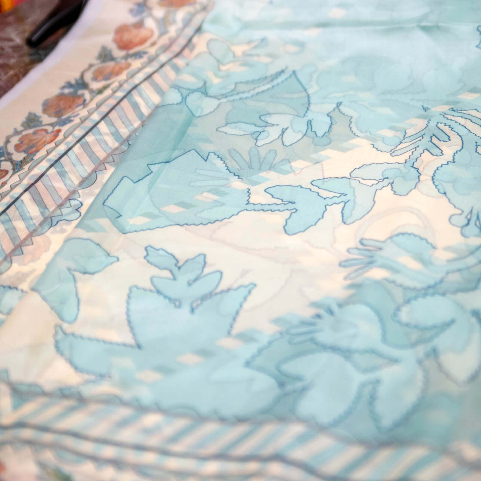 Medium Silk Ocean Green Abstract Printed Dupatta