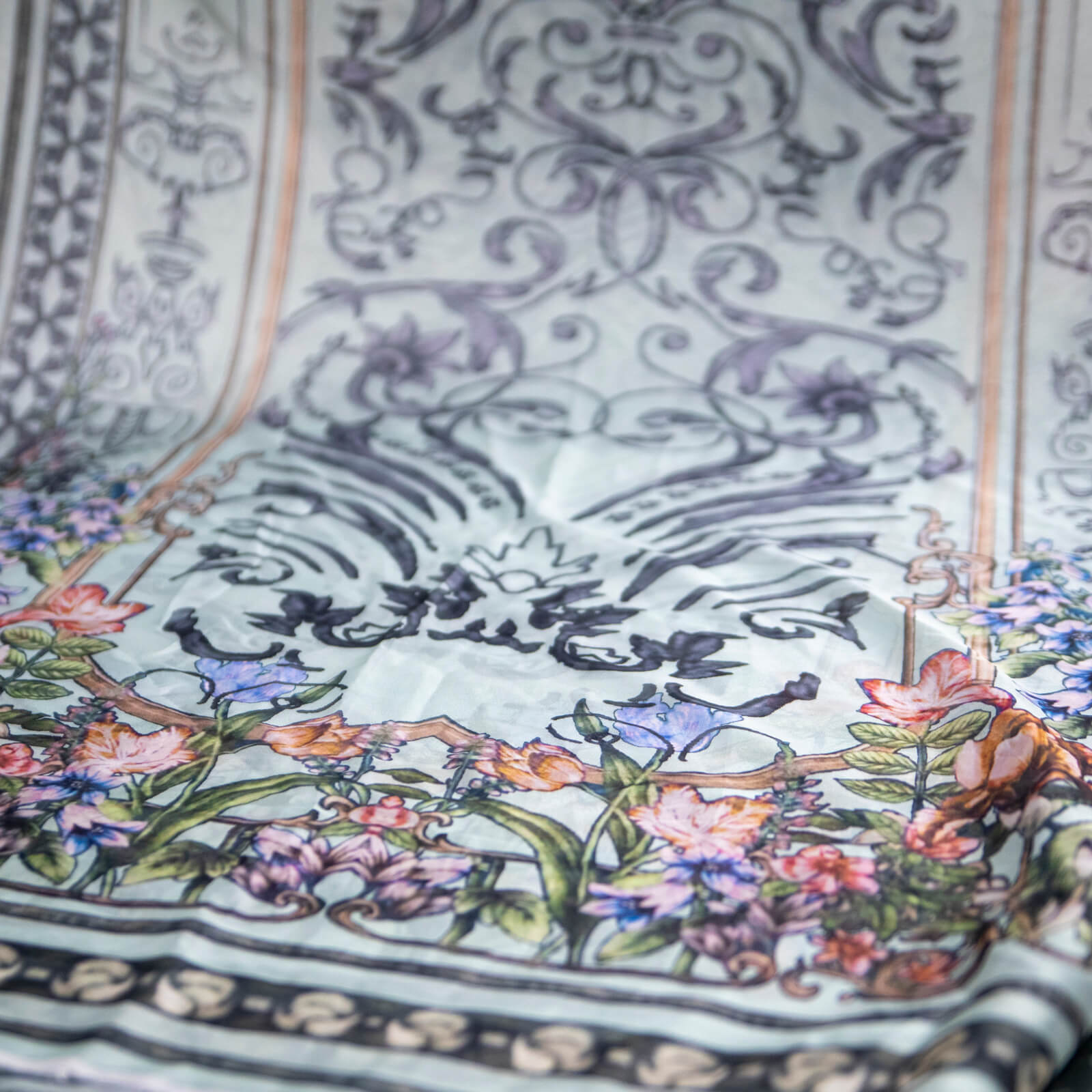 Silk Sea Green Printed Dupatta