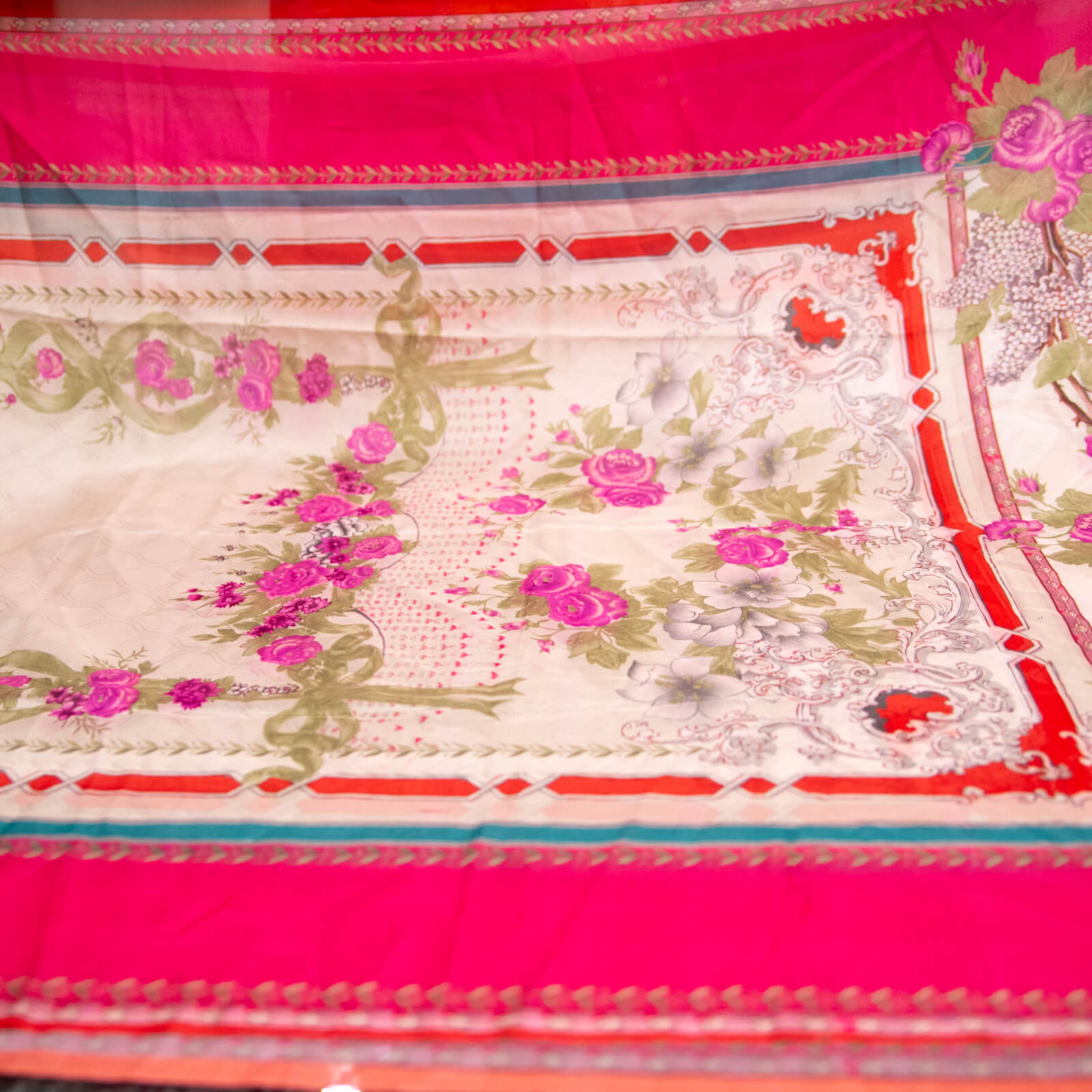 Silk Pink Floral Printed Dupatta