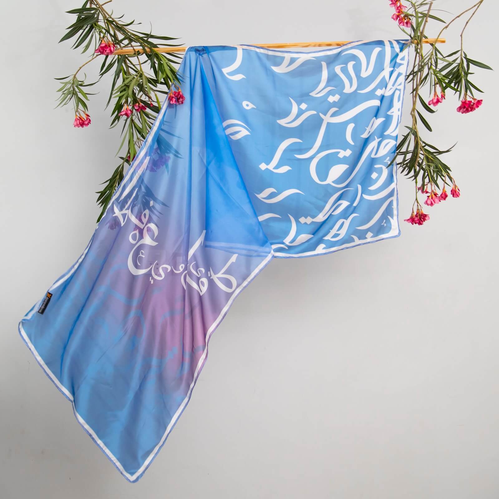 Silk Dual Shade Abstract Calligraphy Printed Scarf