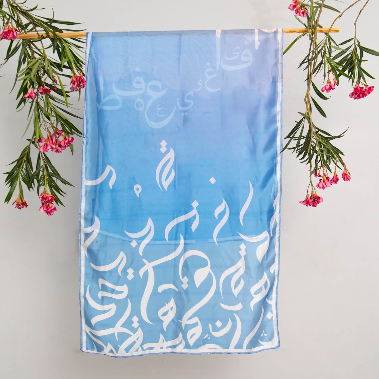 Silk Dual Shade Abstract Calligraphy Printed Scarf