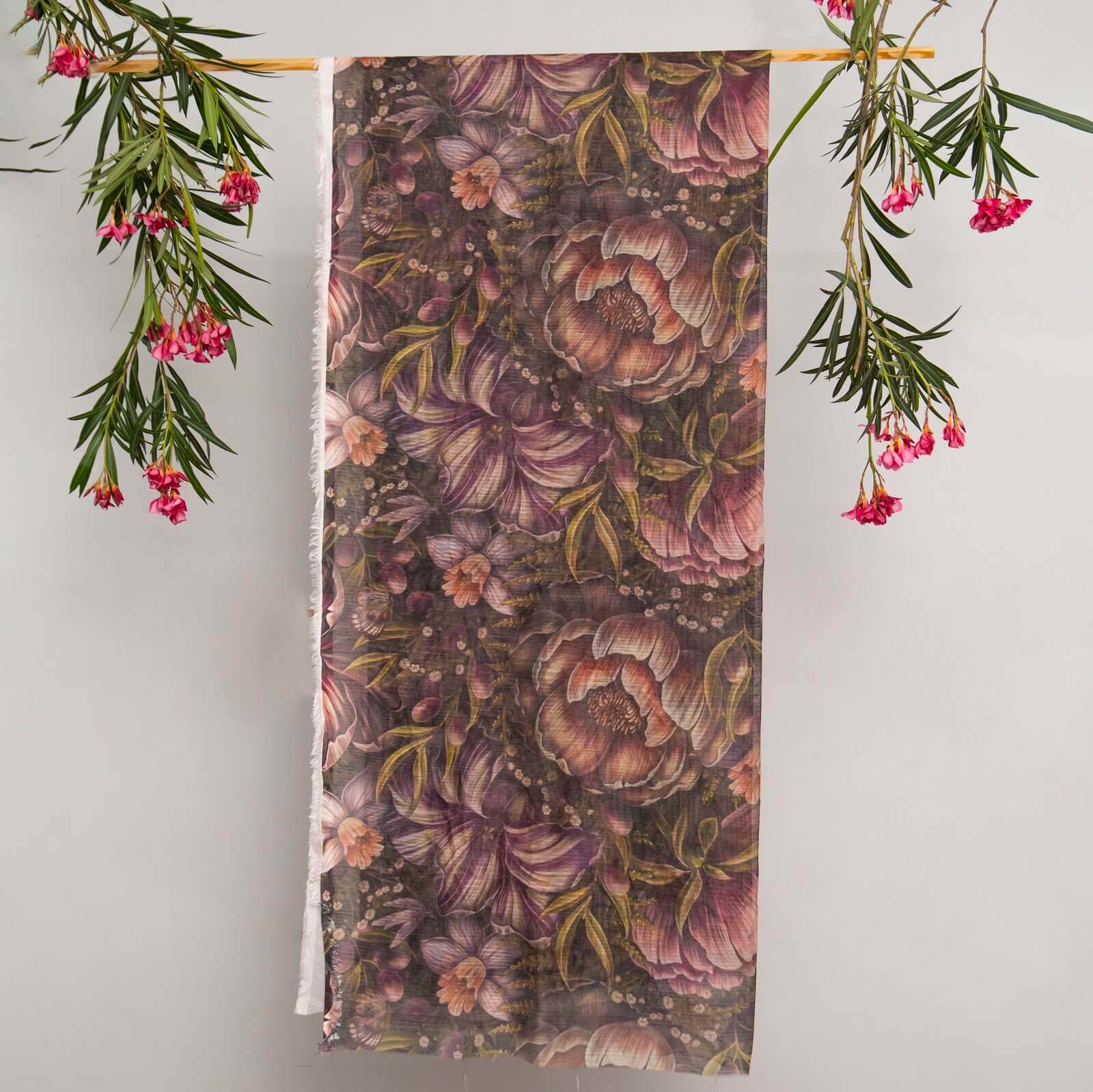Monark Reddish Purple Floral Printed Dupatta