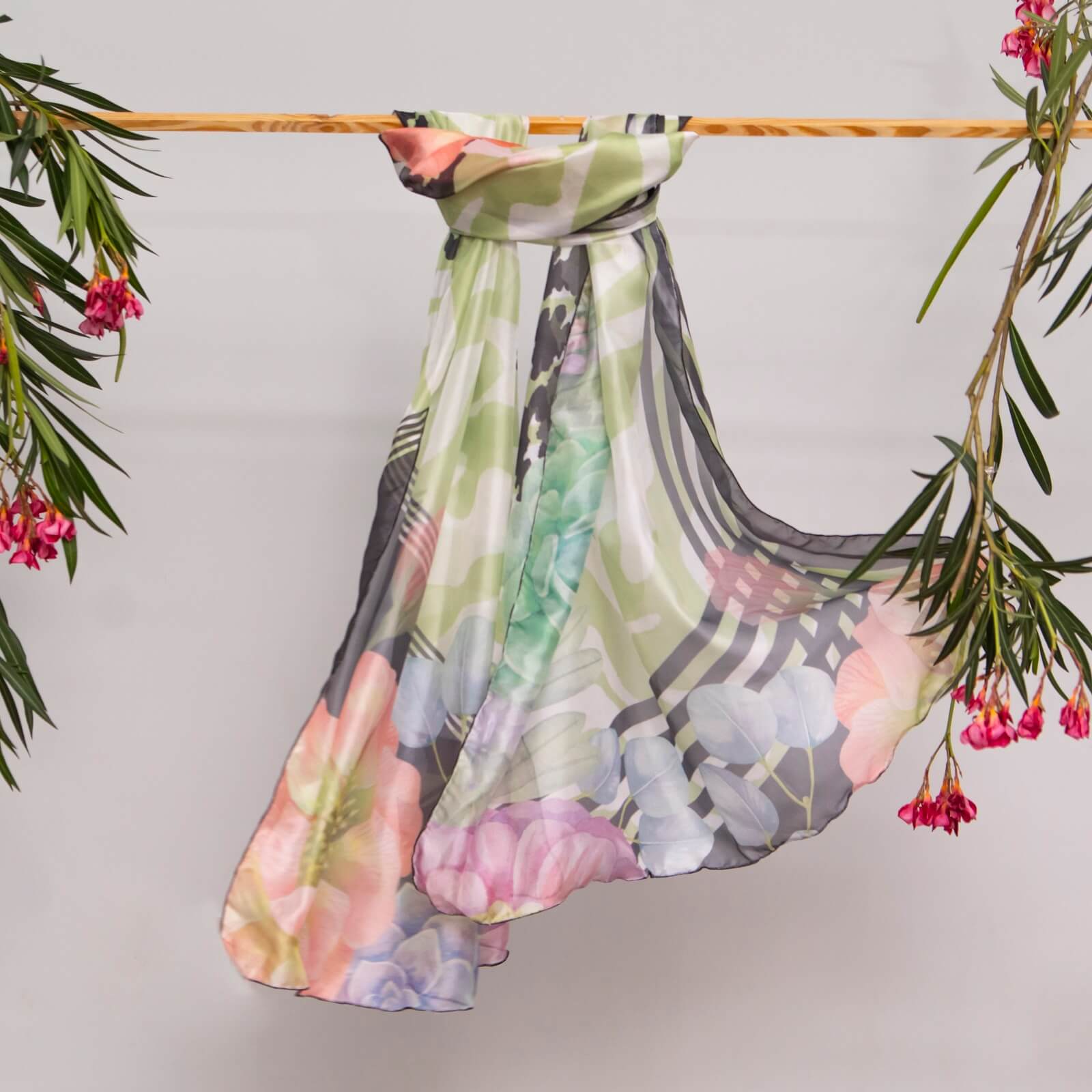 Silk Floral Zebra Printed Scarf