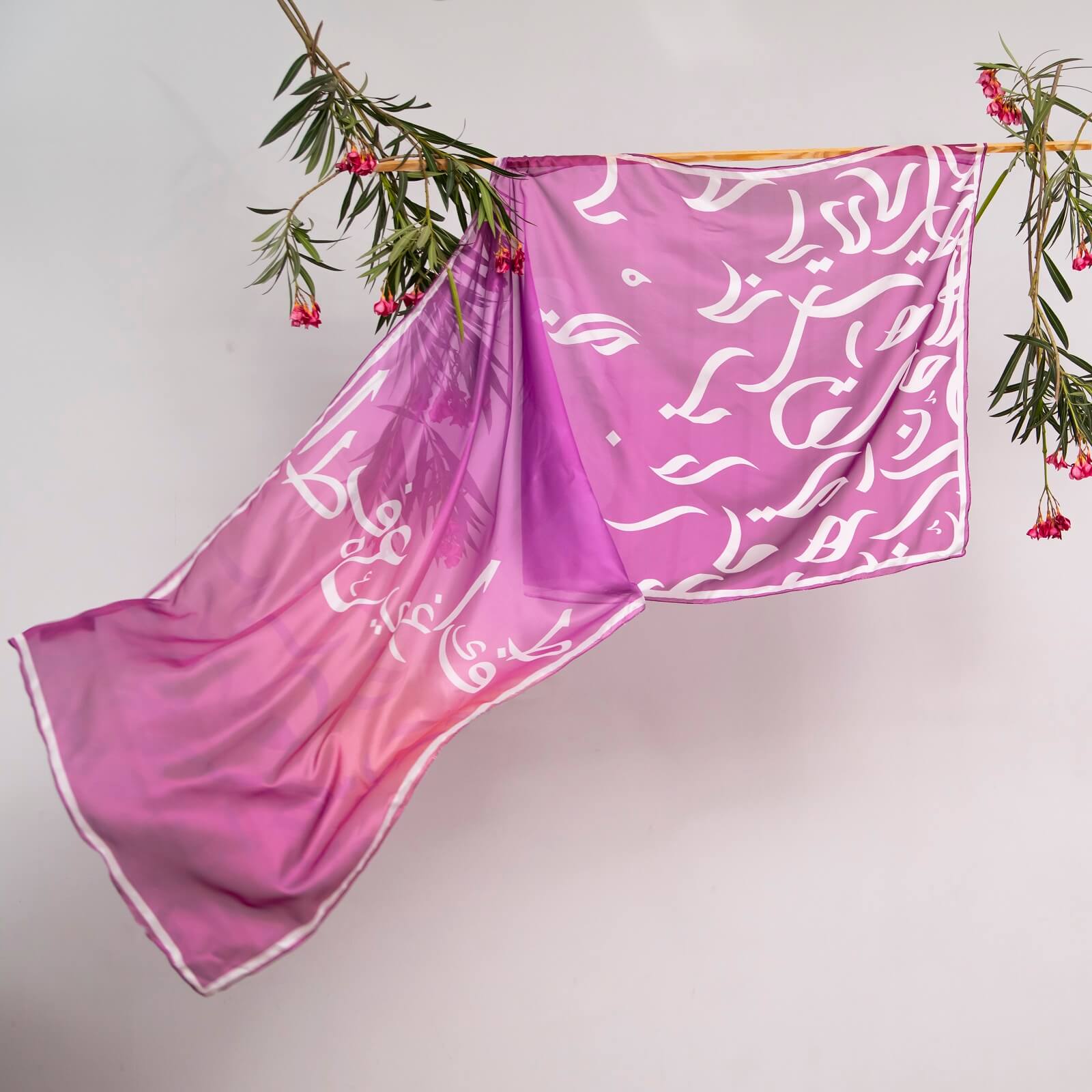 Silk Dual Shade Abstract Calligraphy Printed Scarf