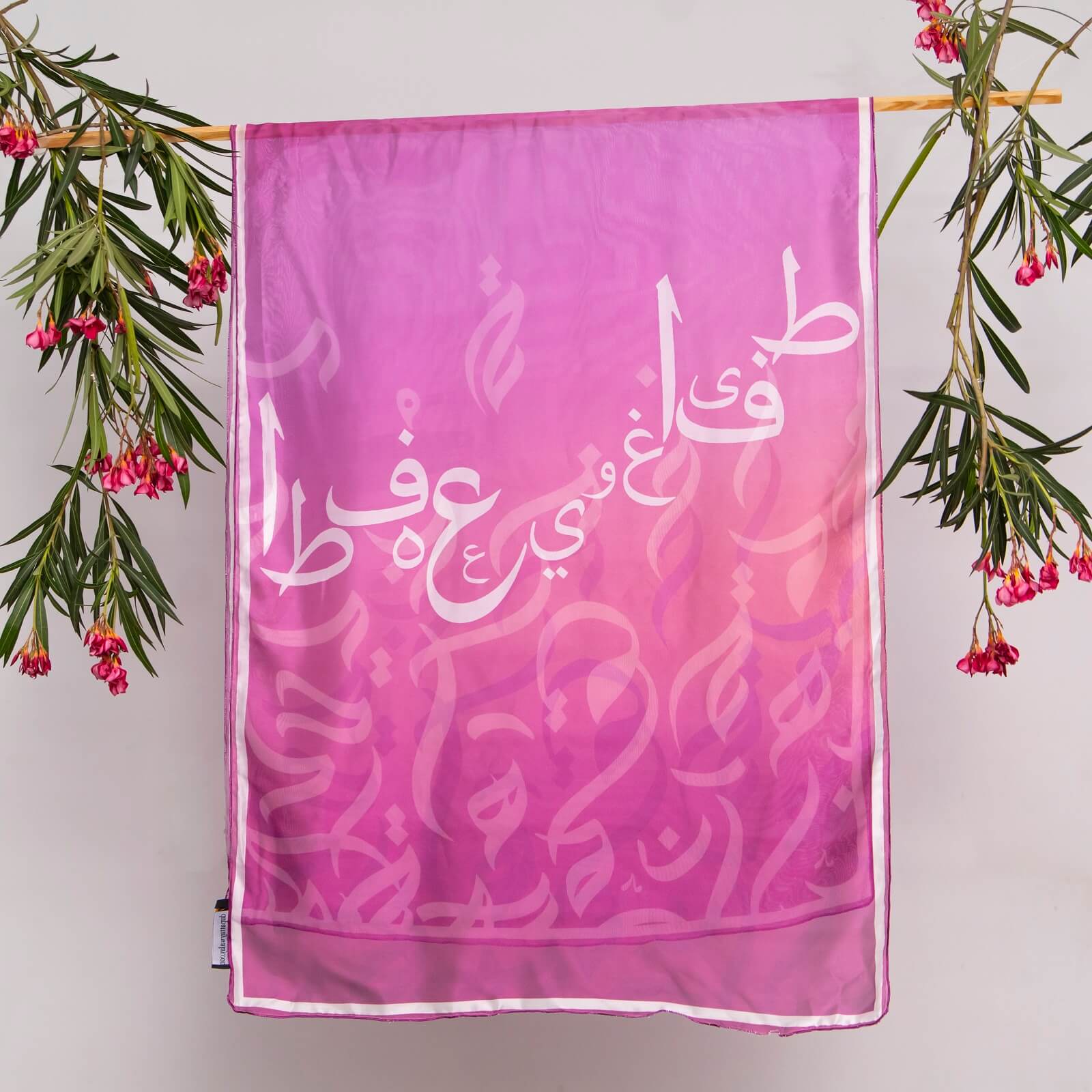 Silk Dual Shade Abstract Calligraphy Printed Scarf