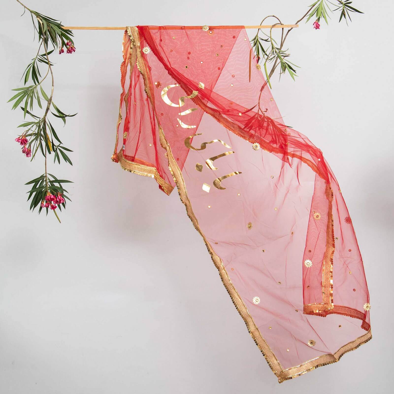 Net Red Customized Nikkah Dupatta