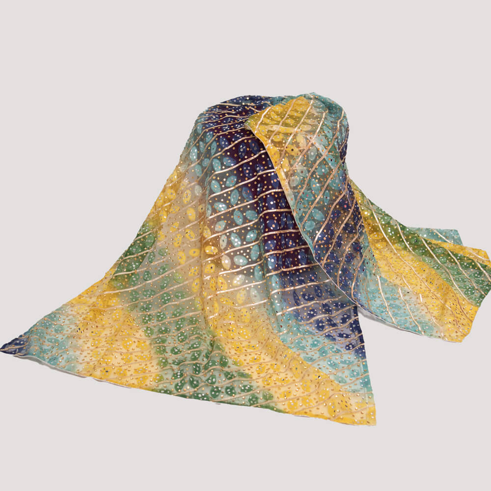 Net Barosha Multi Dyed with Mirror work Dupatta