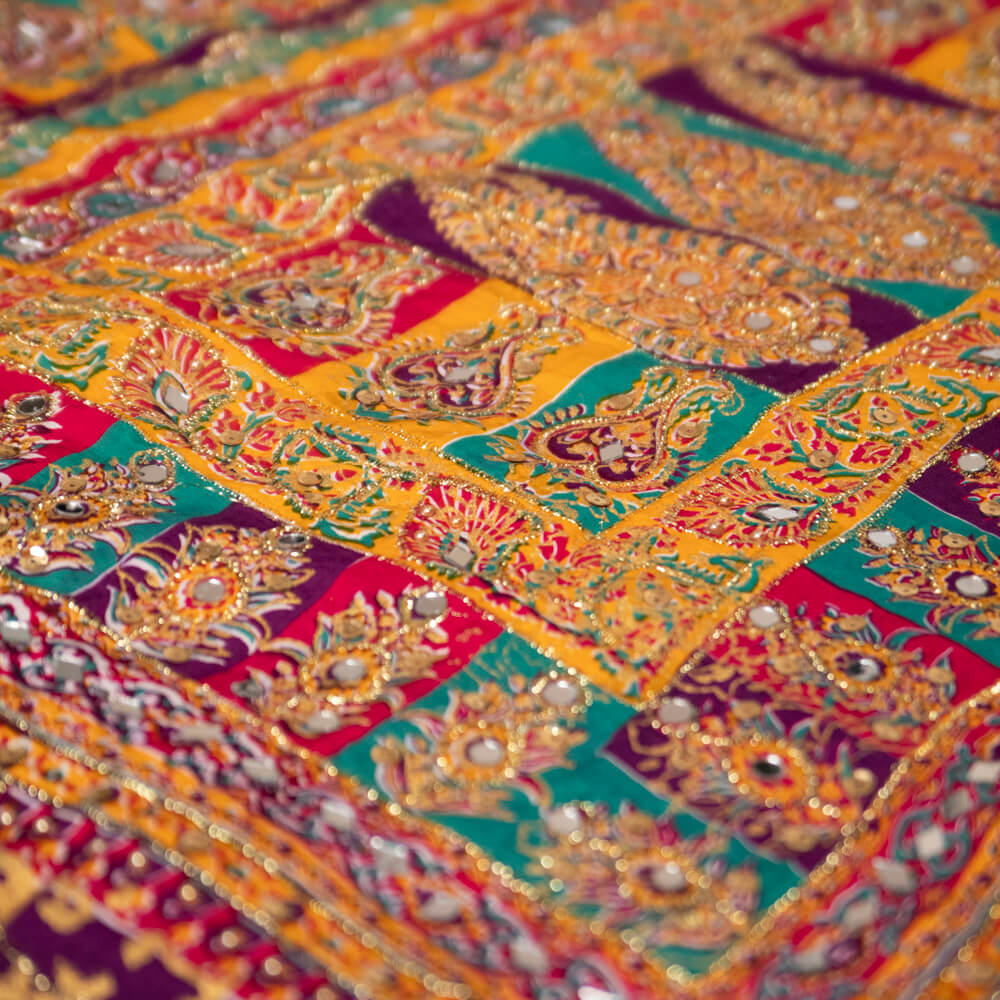 Viscos Multi Parsley Block Printed Embroidered with Mirror Work Dupatta