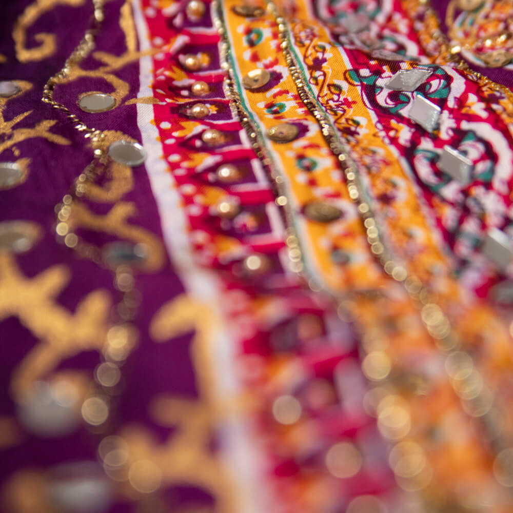 Viscos Multi Parsley Block Printed Embroidered with Mirror Work Dupatta