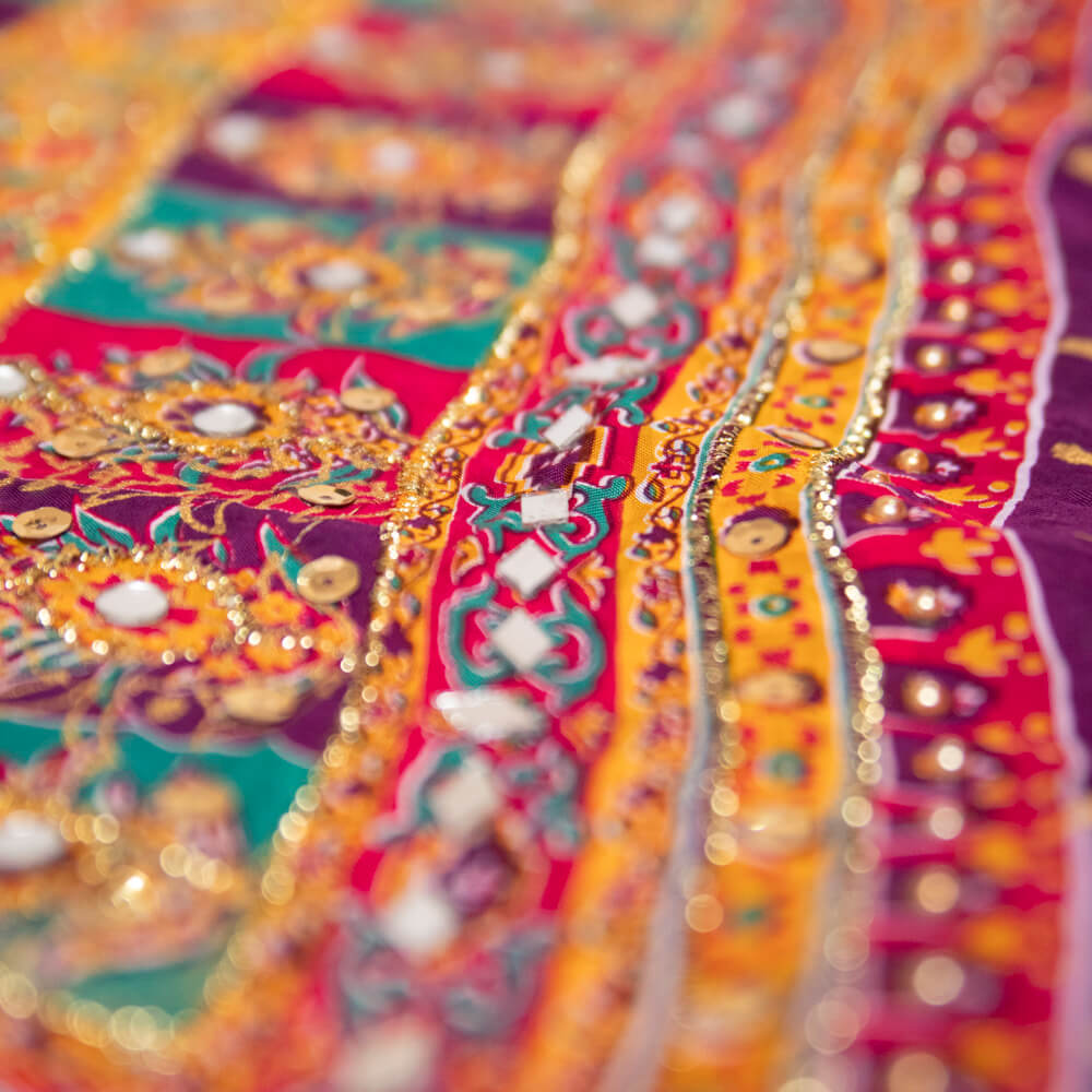 Viscos Multi Parsley Block Printed Embroidered with Mirror Work Dupatta