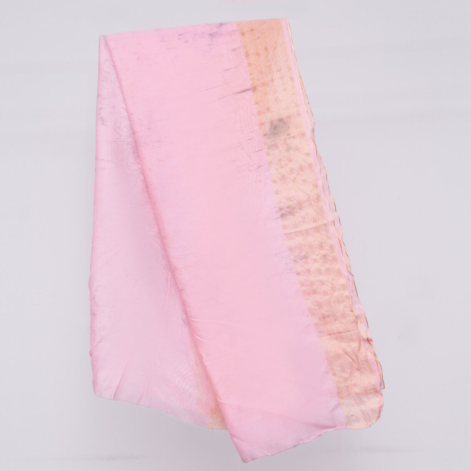 Khaddi Woven Baby Pink Two Sided Striped Border Dupatta