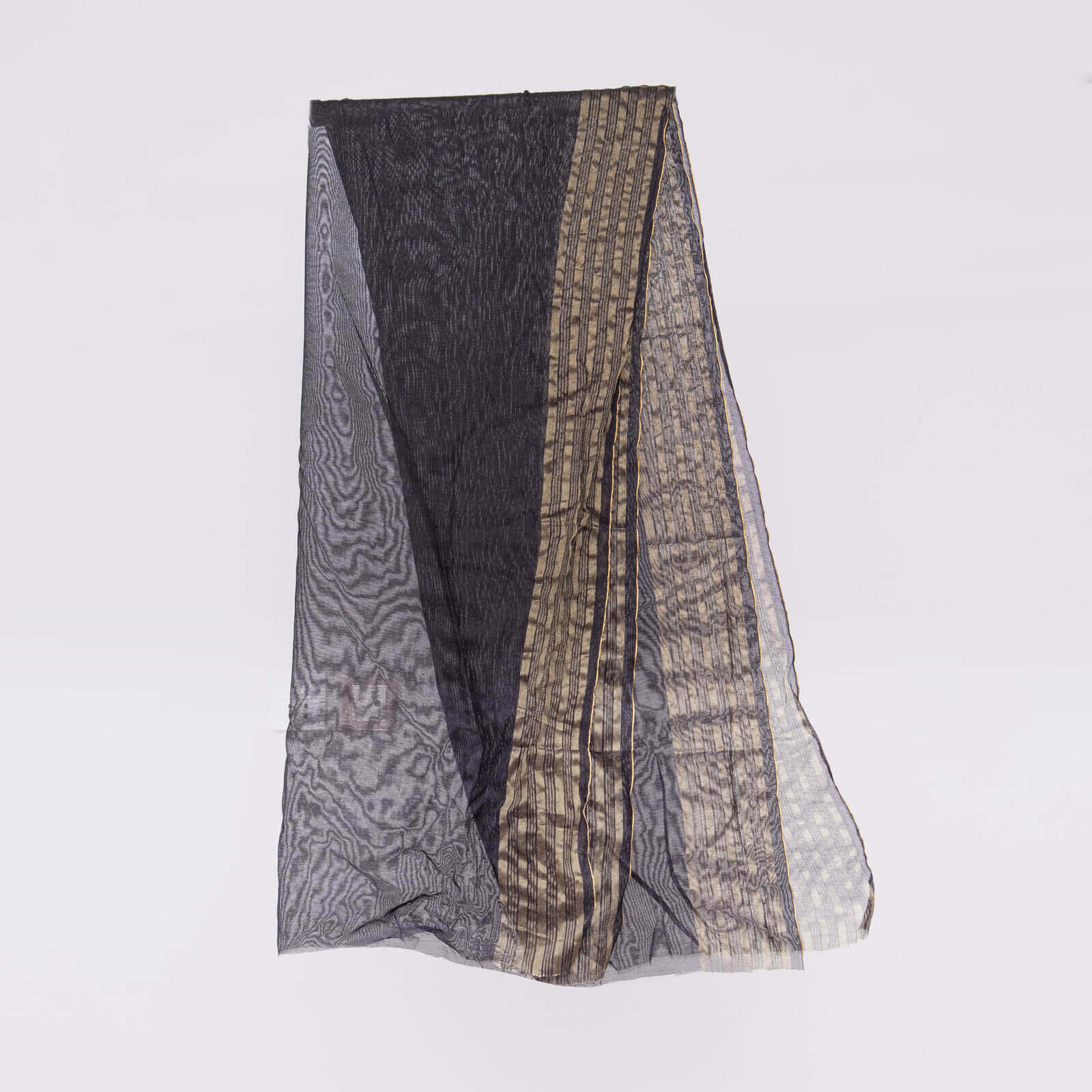 Khaddi Woven Black Two Sided Striped Border Dupatta