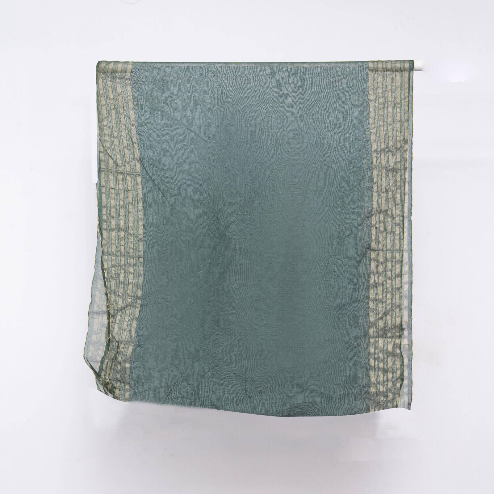 Khaddi Woven Bottle Green Two Sided Striped Border Dupatta