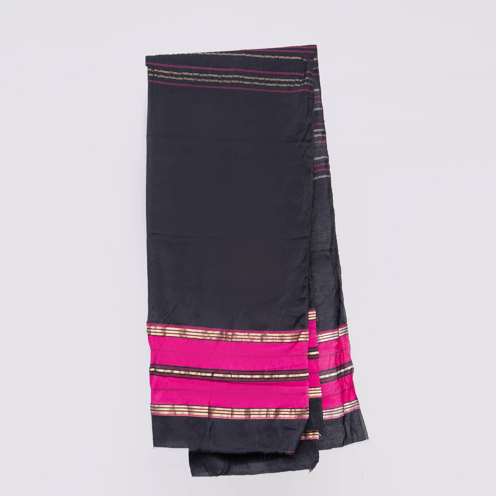 Cotton Black and Pink Two Sided Border Dupatta