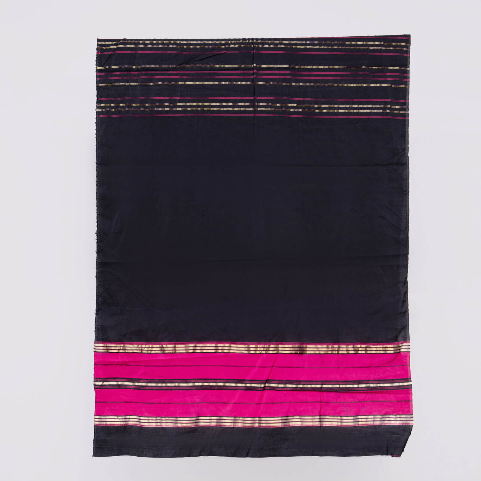 Cotton Black and Pink Two Sided Border Dupatta