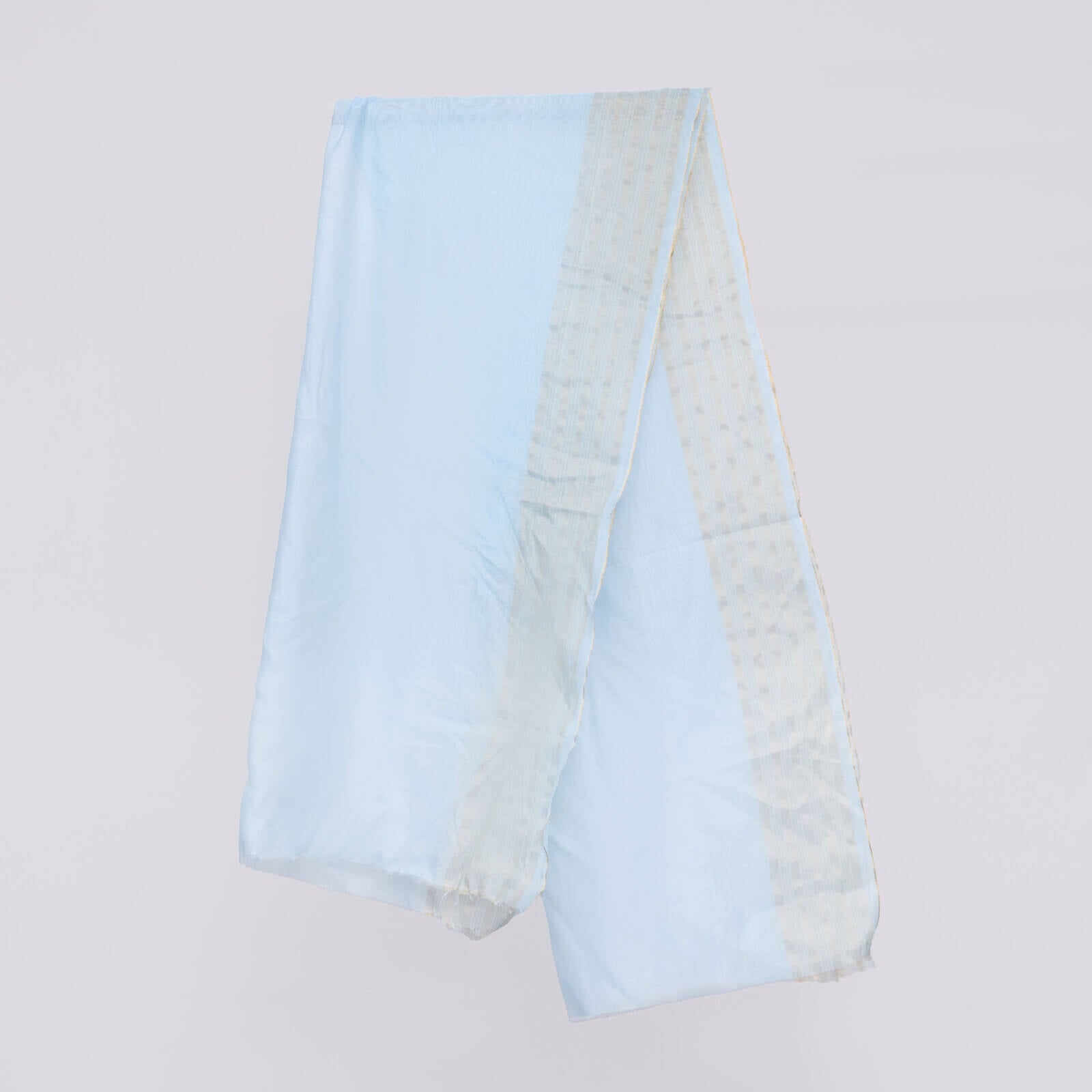 Khaddi Woven Aqua Blue Two Sided Striped Border Dupatta