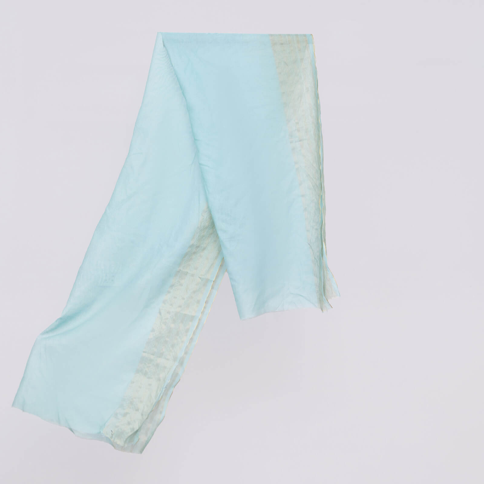 Khaddi Woven Ice Blue Two Sided Striped Border Dupatta