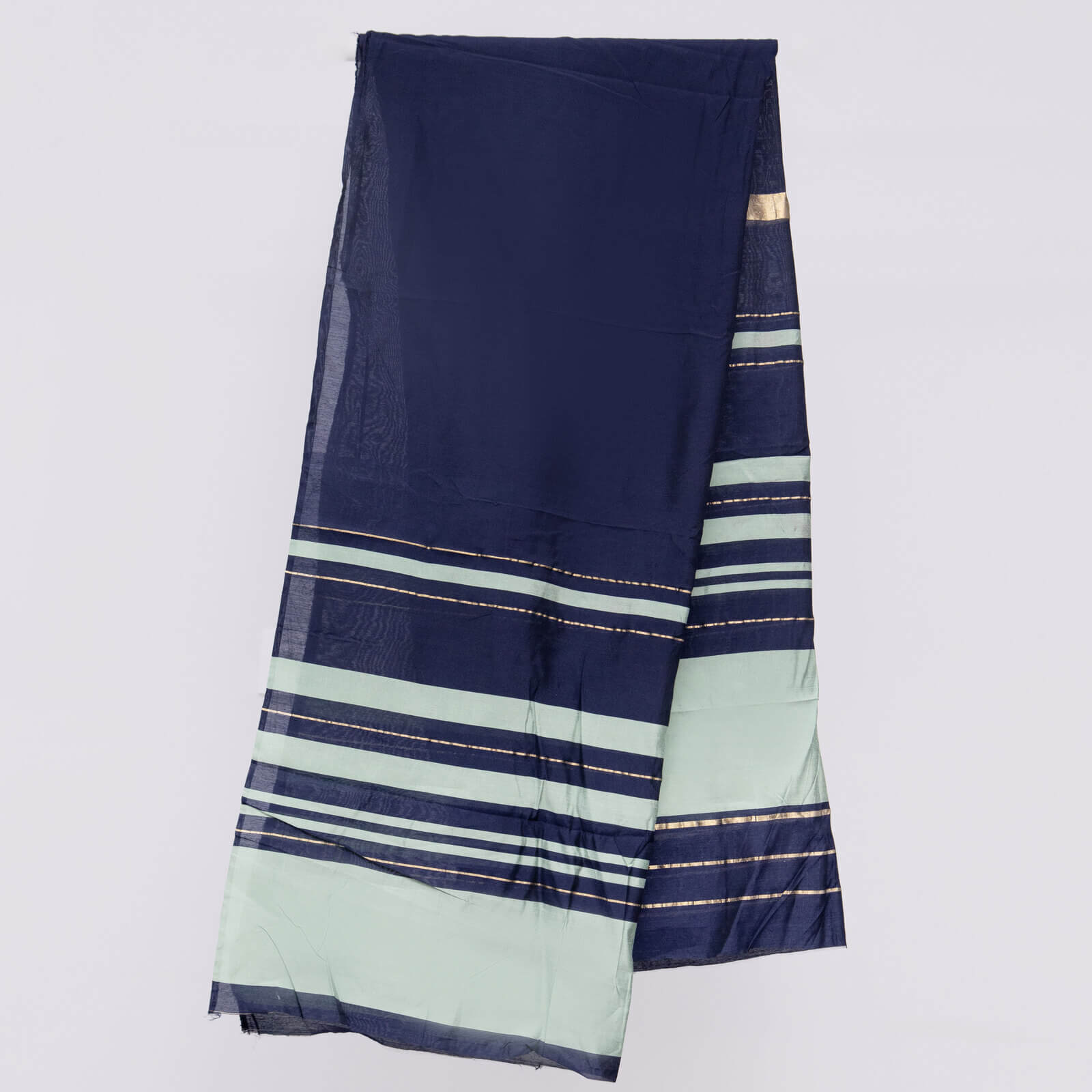 Cotton Blue and Sea Green Two Sided Border Dupatta
