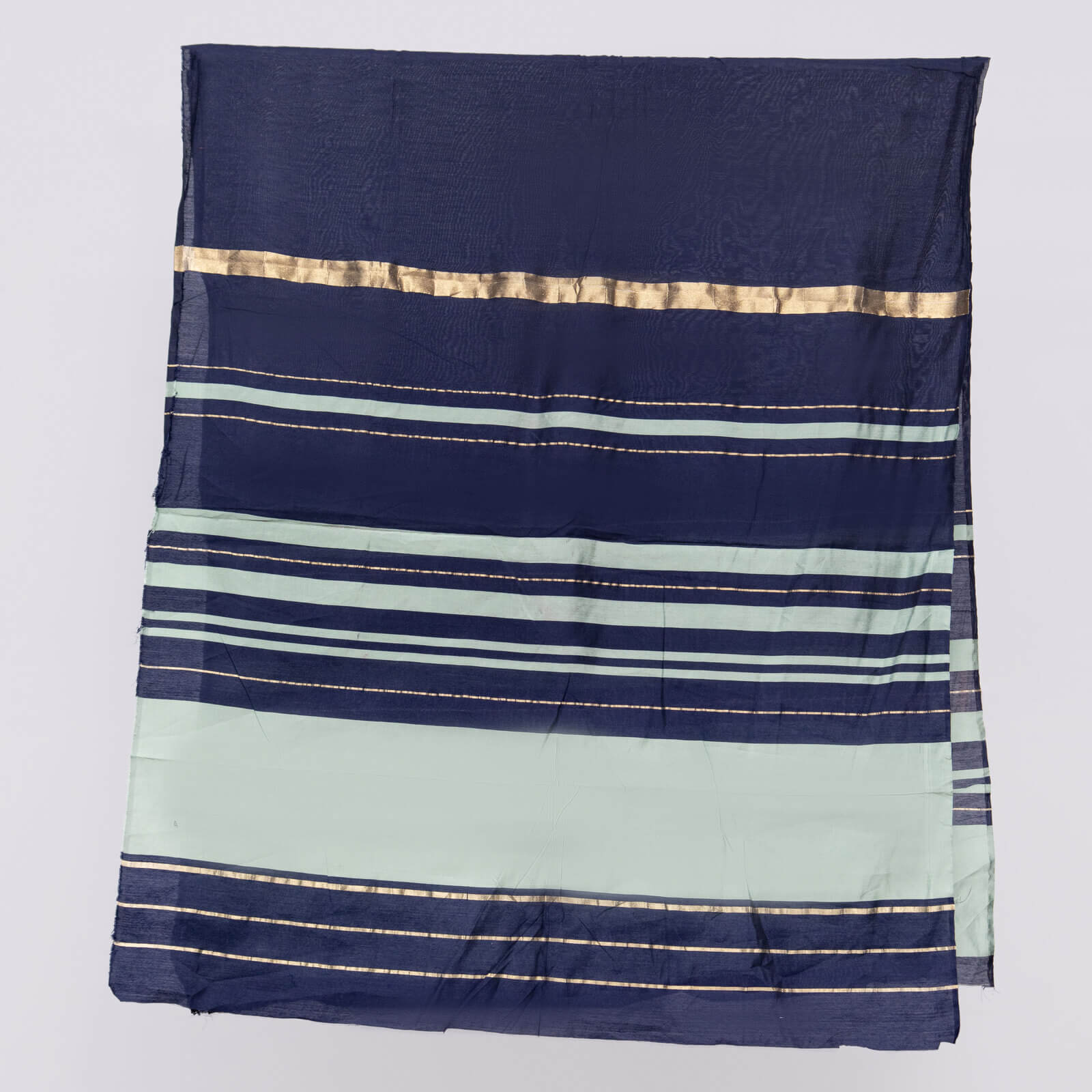 Cotton Blue and Sea Green Two Sided Border Dupatta