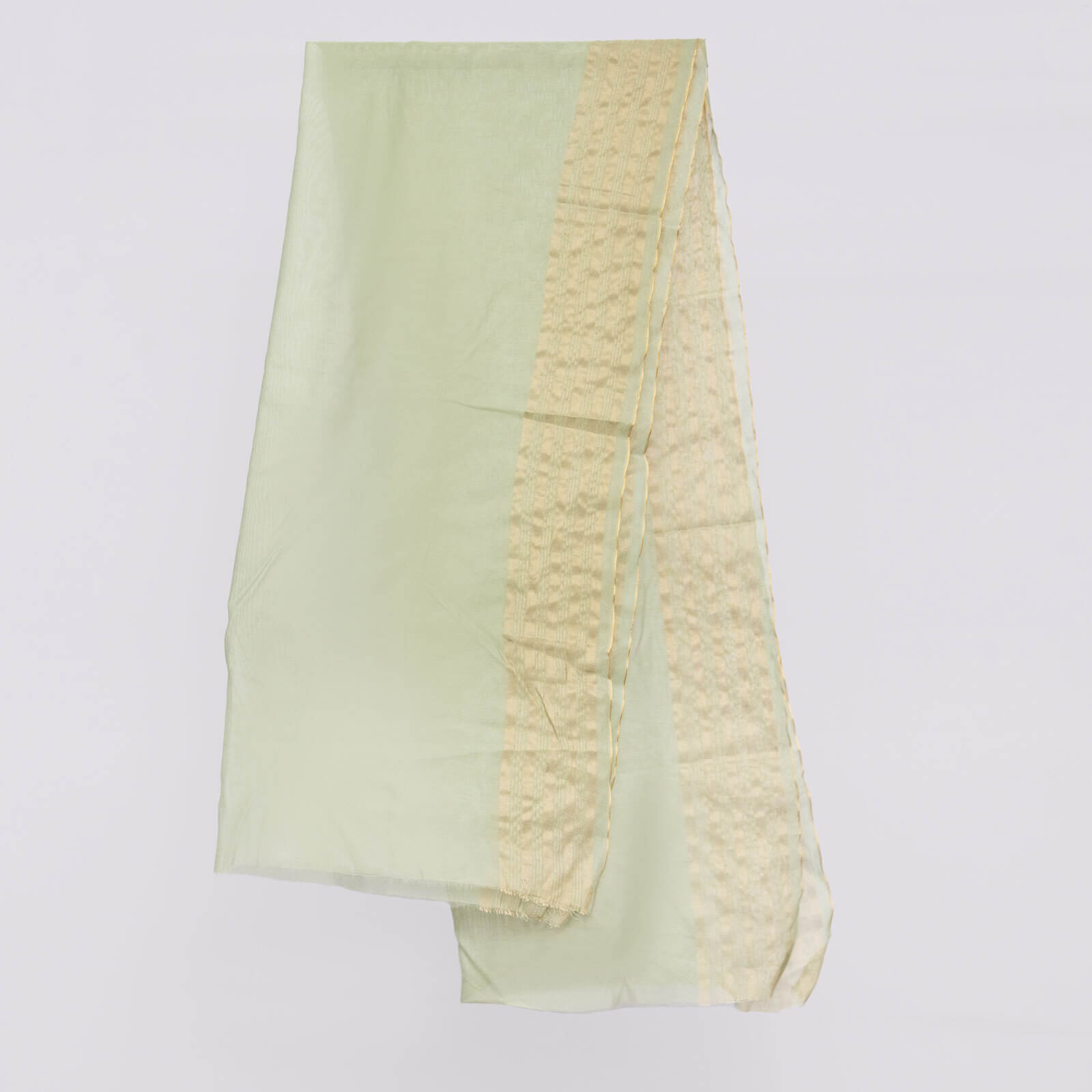 Khaddi Woven Pistachio Green Two Sided Striped Border Dupatta