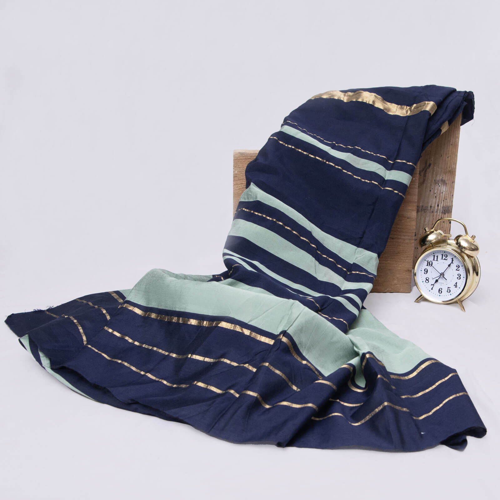 Cotton Blue and Sea Green Two Sided Border Dupatta