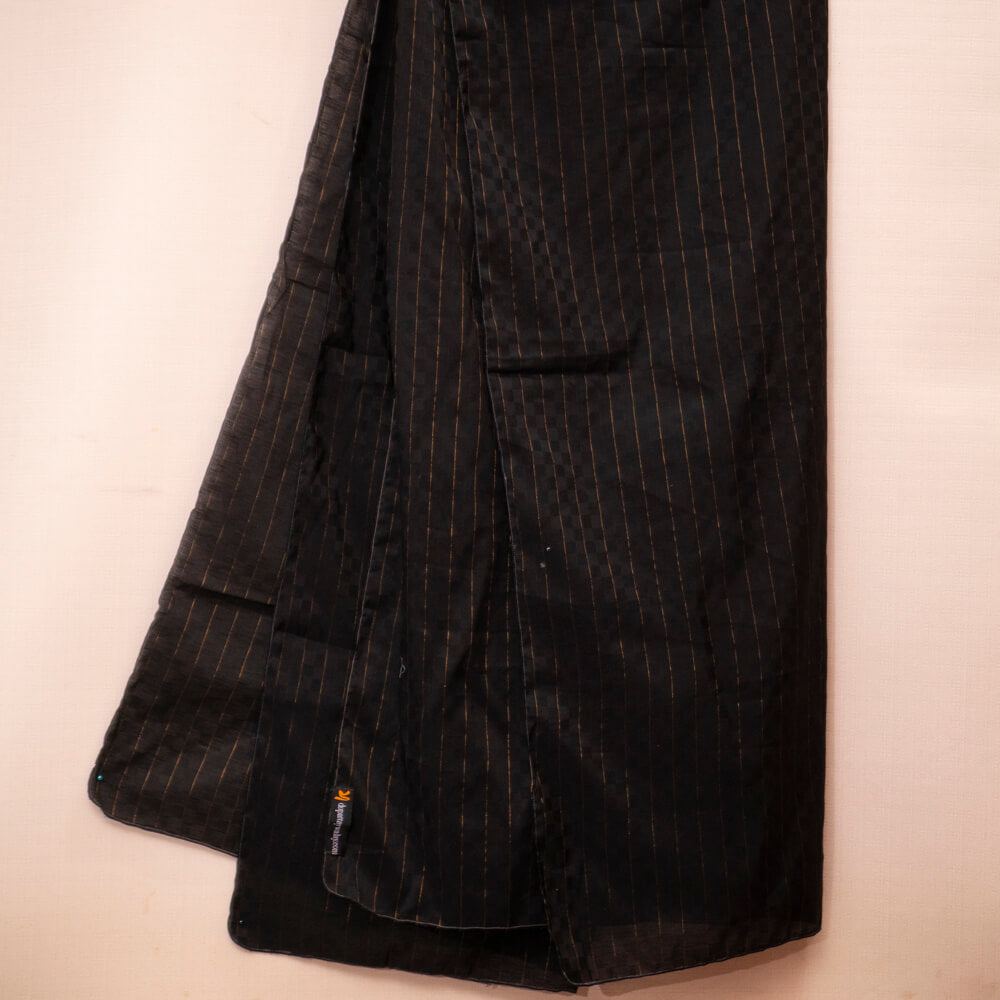 Cotton Black Self Checkered Dupatta