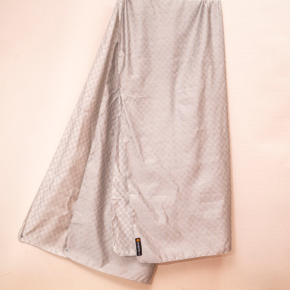Cotton Light Gray Self Checkered Dupatta
