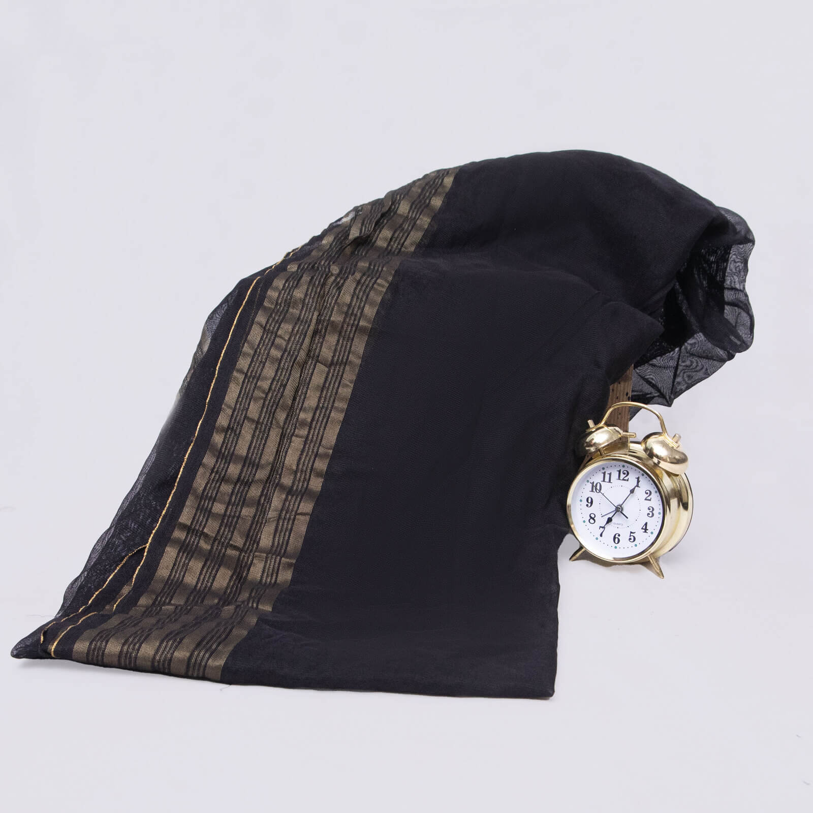 Khaddi Woven Black Two Sided Striped Border Dupatta