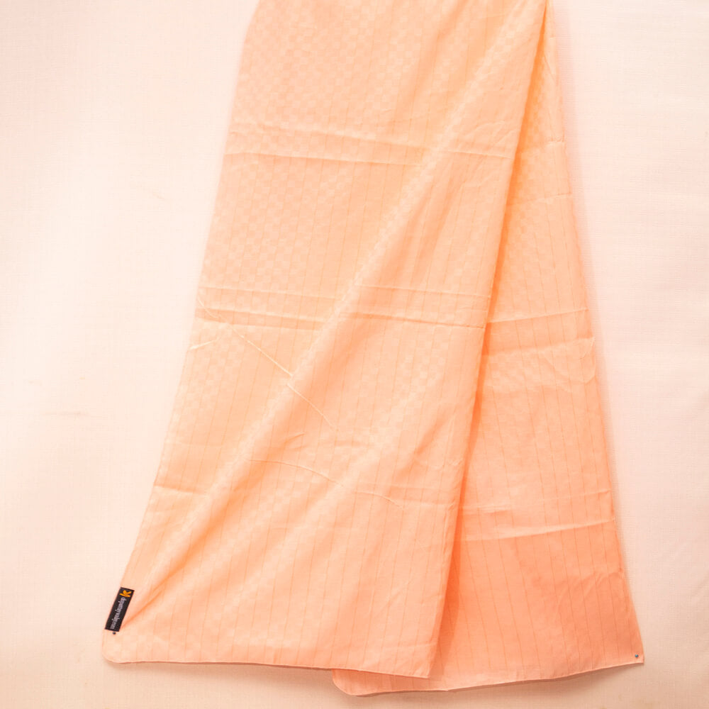 Cotton Peach Self Checkered Dupatta